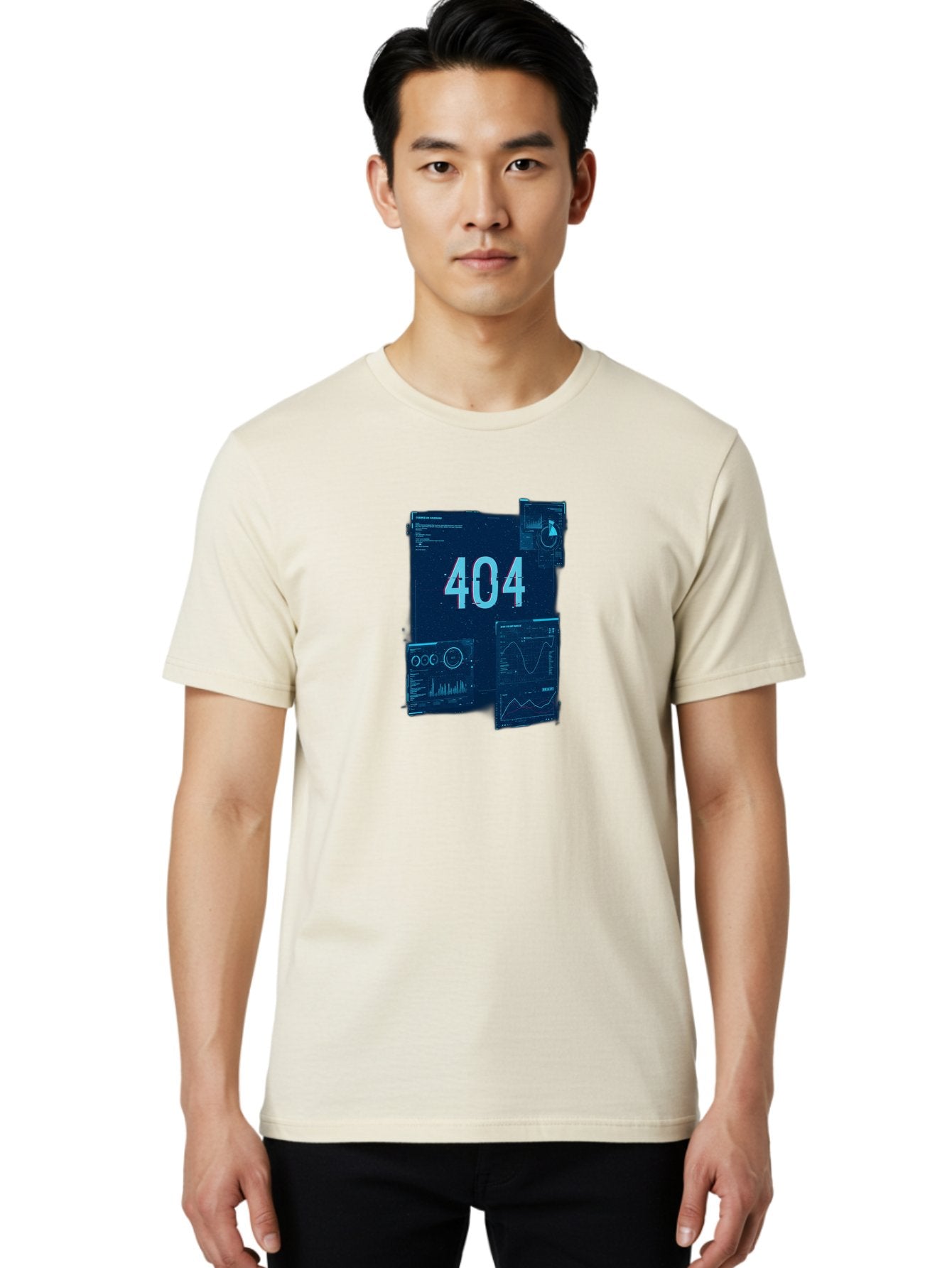 404-Error-Page Men'S Graphic Tee, 100% Cotton, Comfortable Casual Summer Wear, Machine Washable, 404 Error Page, Page Not Found, Digital Glitch, Cyberpunk Style, Futuristic Design, Error Message, Broken Link, Techno Aesthetic, Baa089 24