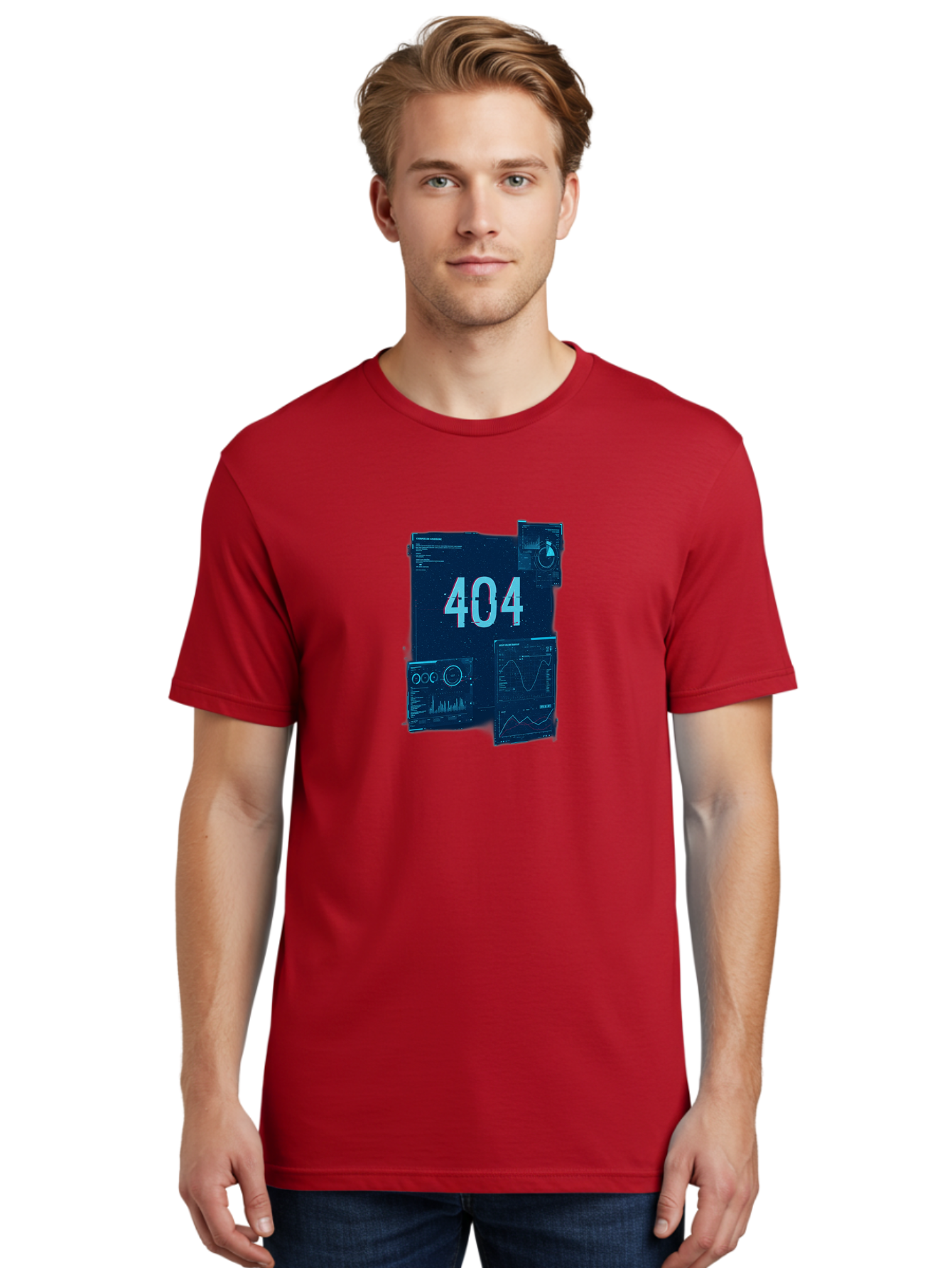 404-Error-Page Men'S Graphic Tee, 100% Cotton, Comfortable Casual Summer Wear, Machine Washable, 404 Error Page, Page Not Found, Digital Glitch, Cyberpunk Style, Futuristic Design, Error Message, Broken Link, Techno Aesthetic, Baa089 24