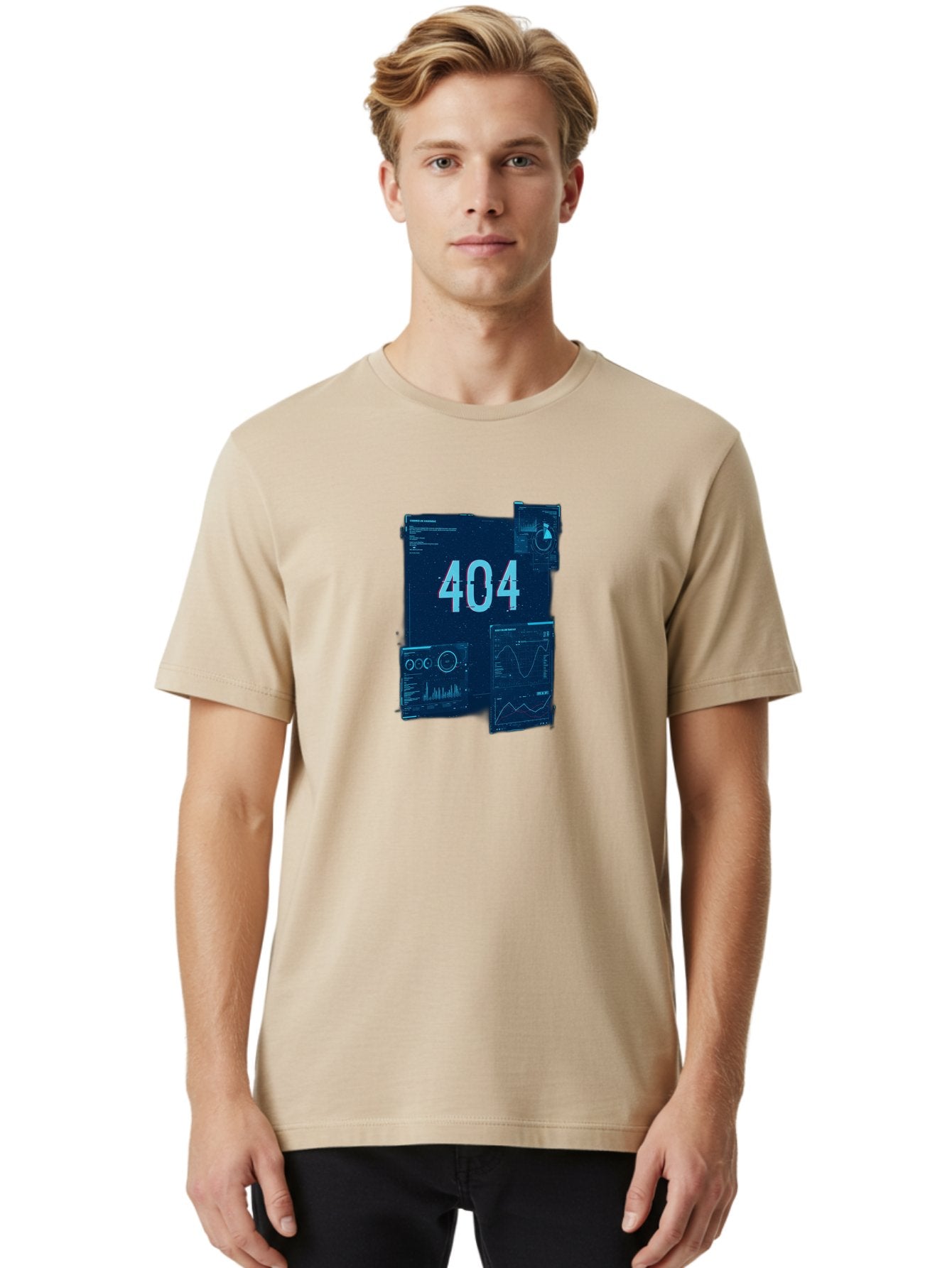 404-Error-Page Men'S Graphic Tee, 100% Cotton, Comfortable Casual Summer Wear, Machine Washable, 404 Error Page, Page Not Found, Digital Glitch, Cyberpunk Style, Futuristic Design, Error Message, Broken Link, Techno Aesthetic, Baa089 29