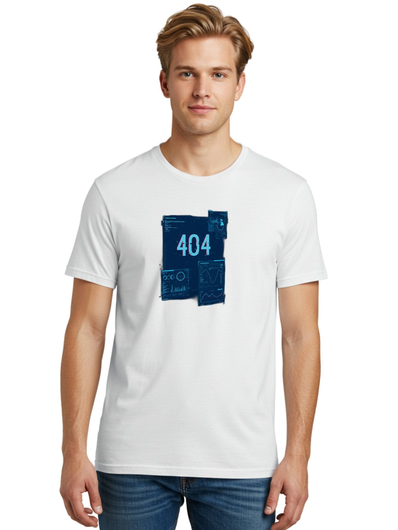 404-Error-Page Men'S Graphic Tee, 100% Cotton, Comfortable Casual Summer Wear, Machine Washable, 404 Error Page, Page Not Found, Digital Glitch, Cyberpunk Style, Futuristic Design, Error Message, Broken Link, Techno Aesthetic, Baa089 19