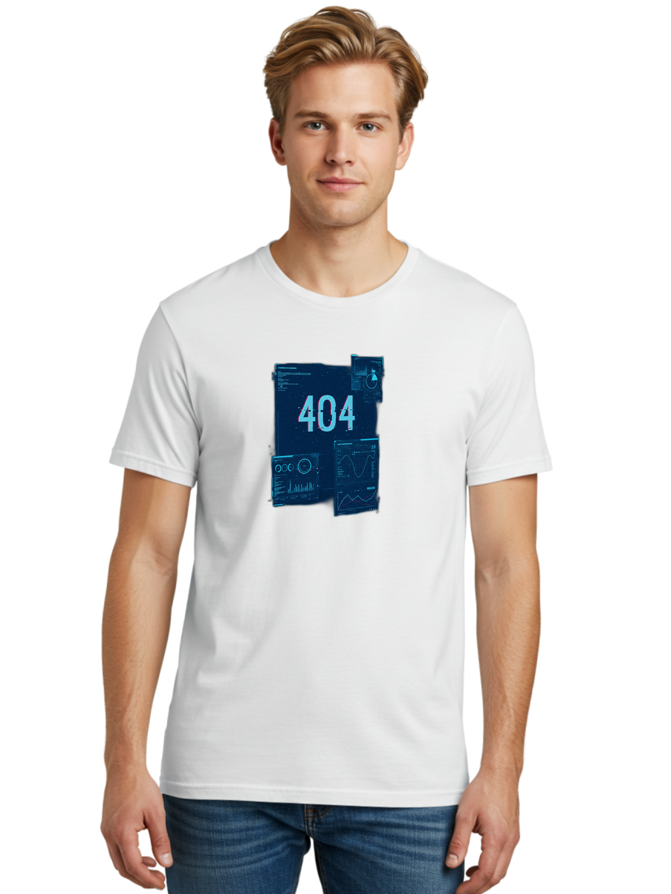 404-Error-Page Men'S Graphic Tee, 100% Cotton, Comfortable Casual Summer Wear, Machine Washable, 404 Error Page, Page Not Found, Digital Glitch, Cyberpunk Style, Futuristic Design, Error Message, Broken Link, Techno Aesthetic, Baa089 22