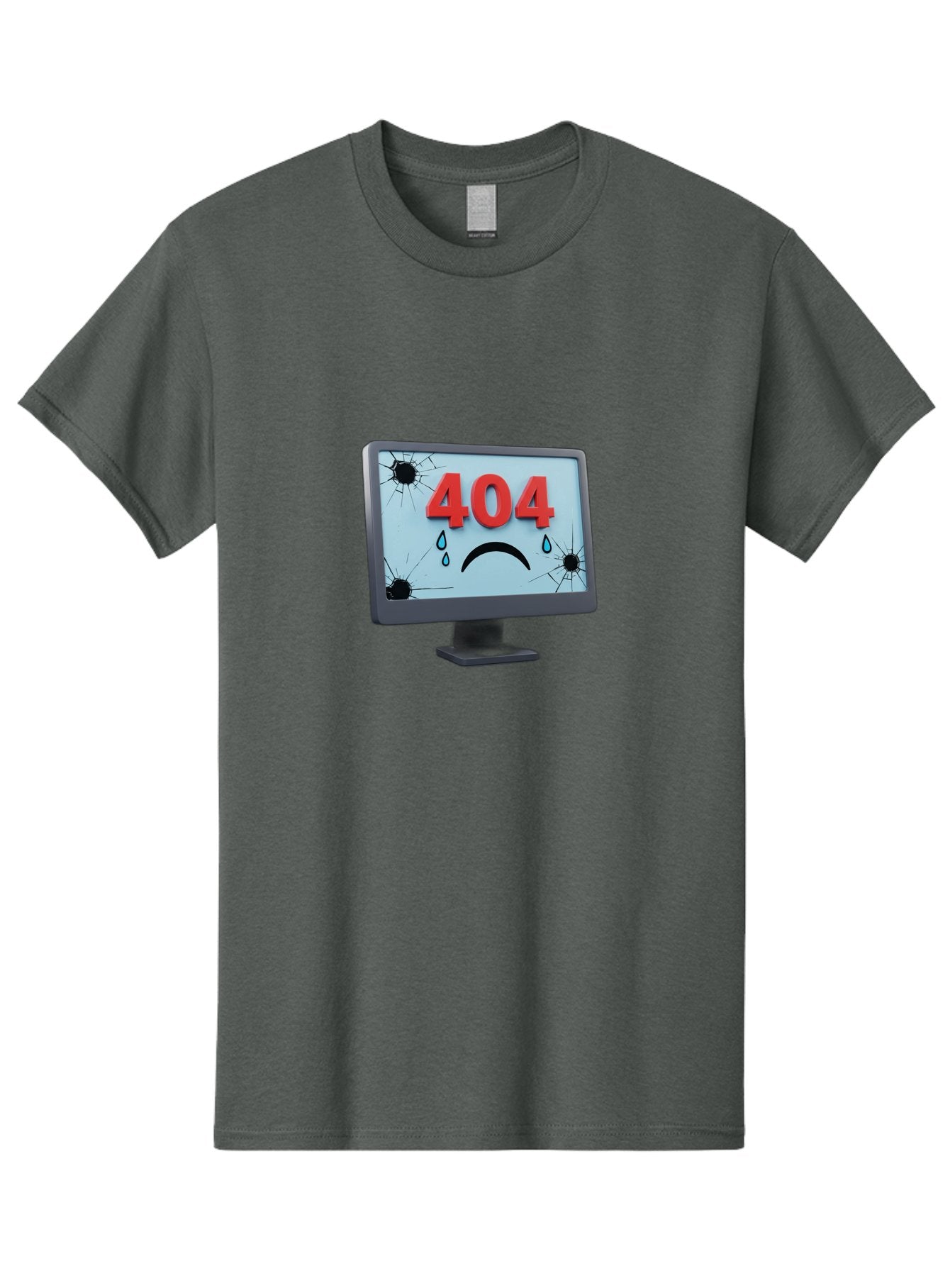 404-Error-Screen-1 Men'S Graphic Tee, 100% Cotton, Comfortable Casual Summer Wear, Machine Washable, Computer Monitor, 404 Error Message, Cracked Screen, Sad Face Emoticon, Blue Tears, Error Notification, Broken Display, Technical Issue, Baa090 12