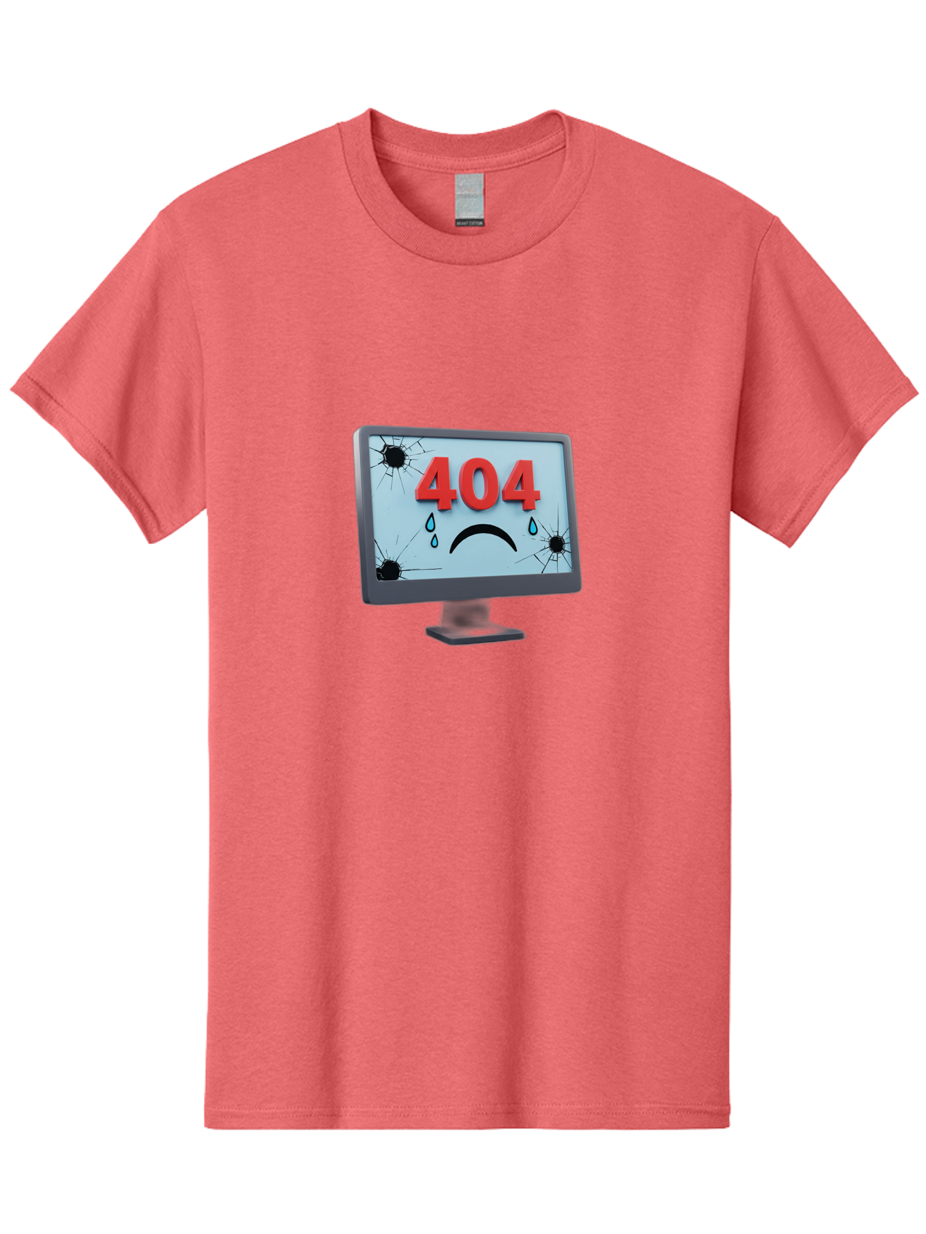 404-Error-Screen-1 Men'S Graphic Tee, 100% Cotton, Comfortable Casual Summer Wear, Machine Washable, Computer Monitor, 404 Error Message, Cracked Screen, Sad Face Emoticon, Blue Tears, Error Notification, Broken Display, Technical Issue, Baa090 6