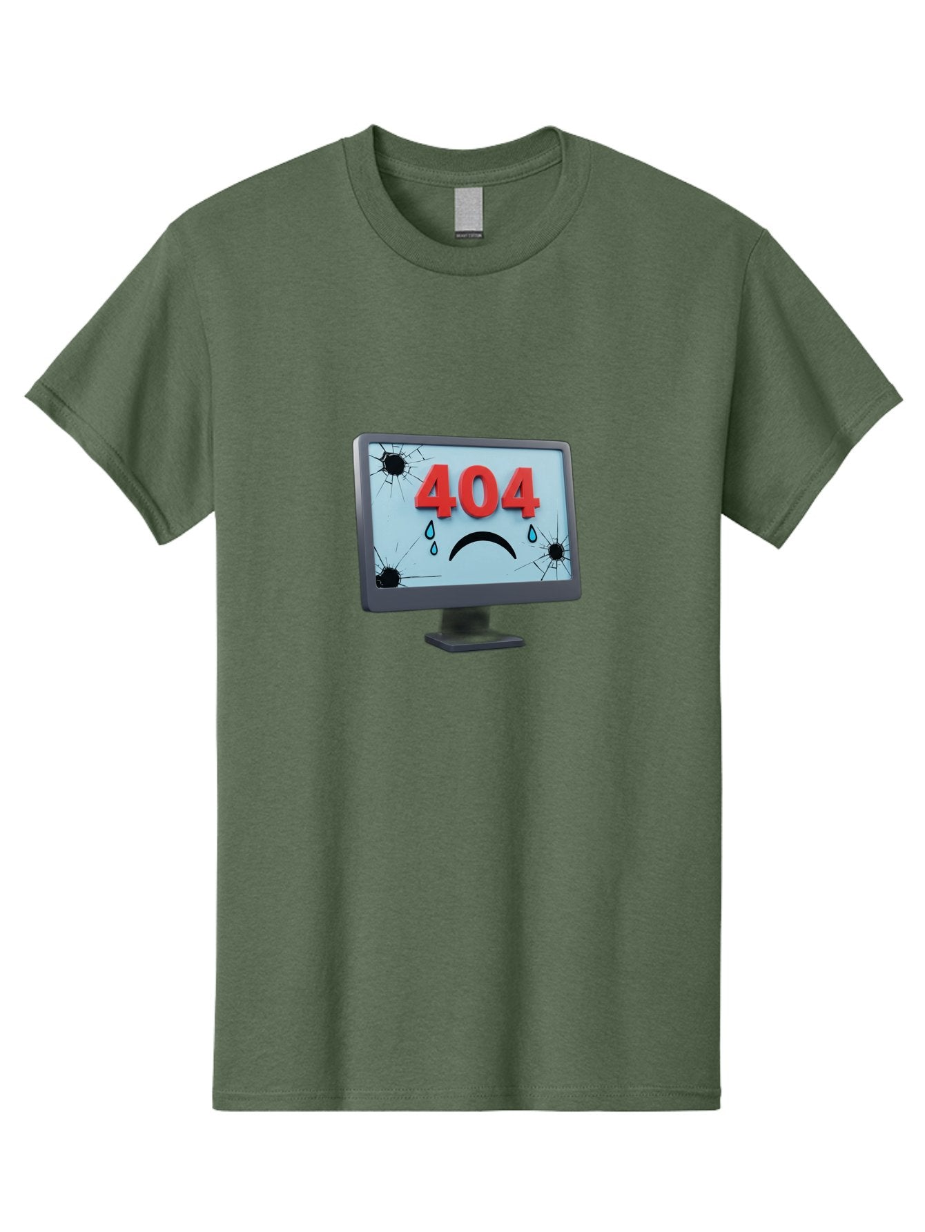 404-Error-Screen-1 Men'S Graphic Tee, 100% Cotton, Comfortable Casual Summer Wear, Machine Washable, Computer Monitor, 404 Error Message, Cracked Screen, Sad Face Emoticon, Blue Tears, Error Notification, Broken Display, Technical Issue, Baa090 6