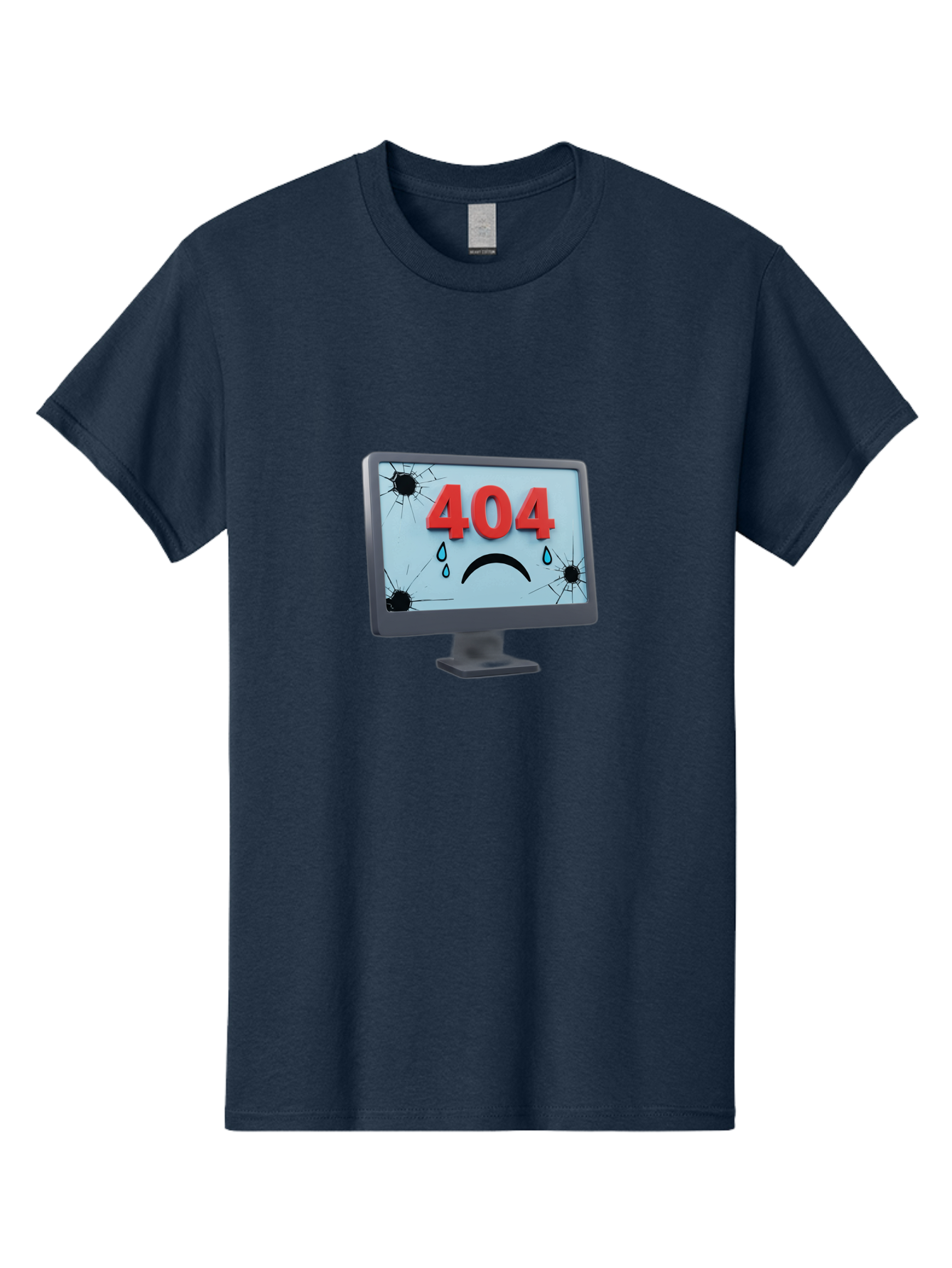 404-Error-Screen-1 Men'S Graphic Tee, 100% Cotton, Comfortable Casual Summer Wear, Machine Washable, Computer Monitor, 404 Error Message, Cracked Screen, Sad Face Emoticon, Blue Tears, Error Notification, Broken Display, Technical Issue, Baa090 5