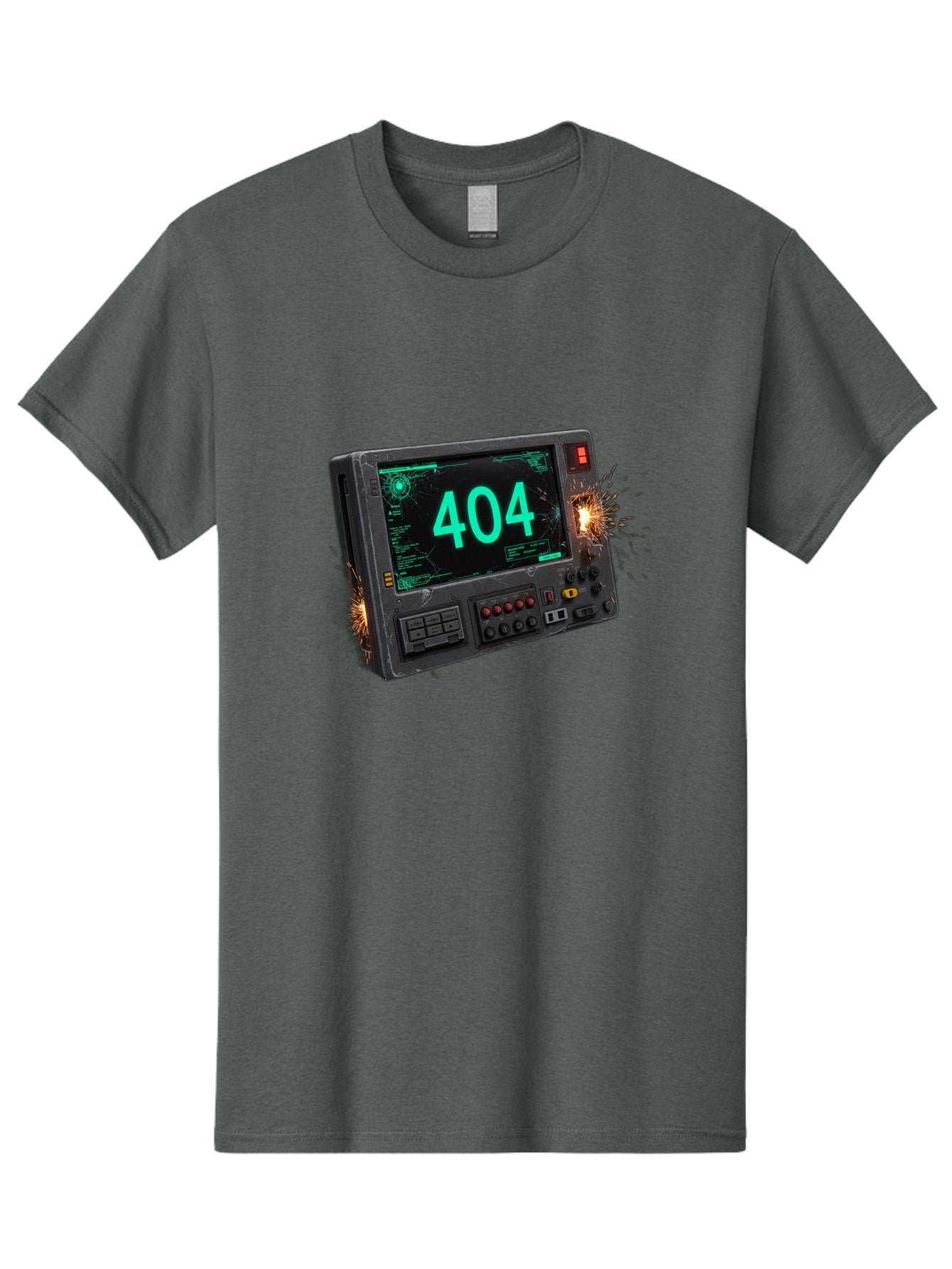 404-Error-Screen Men'S Graphic Tee, 100% Cotton, Comfortable Casual Summer Wear, Machine Washable, Error Message, 404, Computer Screen, Sparks Flying, Malfunctioning, Cyberpunk, Digital Glitches, Futuristic Technology, Error Code Baa091 13