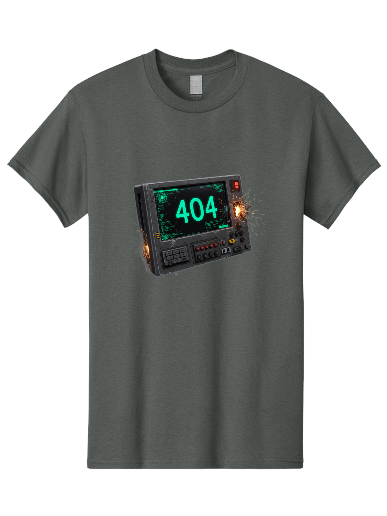 404-Error-Screen Men'S Graphic Tee, 100% Cotton, Comfortable Casual Summer Wear, Machine Washable, Error Message, 404, Computer Screen, Sparks Flying, Malfunctioning, Cyberpunk, Digital Glitches, Futuristic Technology, Error Code Baa091 29