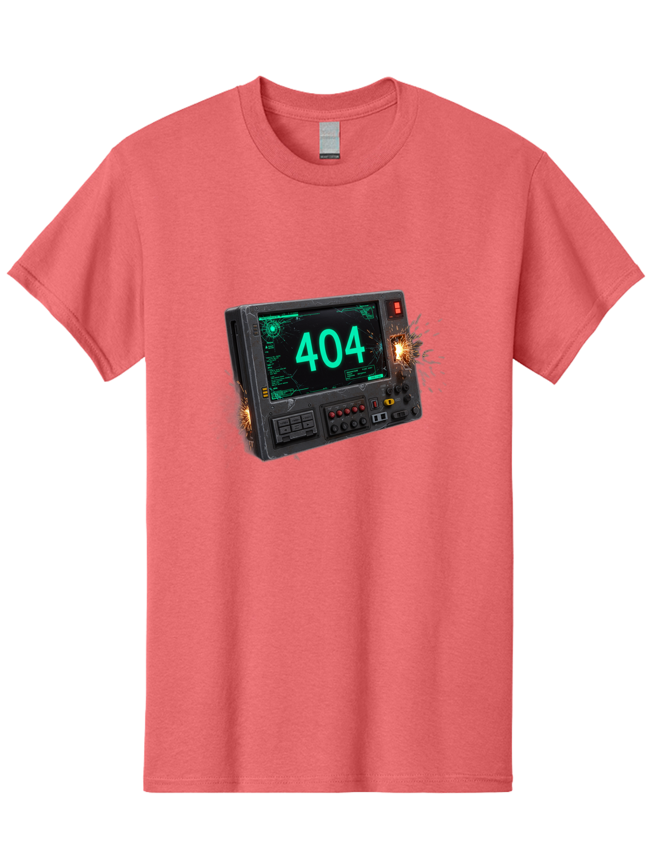 404-Error-Screen Men'S Graphic Tee, 100% Cotton, Comfortable Casual Summer Wear, Machine Washable, Error Message, 404, Computer Screen, Sparks Flying, Malfunctioning, Cyberpunk, Digital Glitches, Futuristic Technology, Error Code Baa091 5