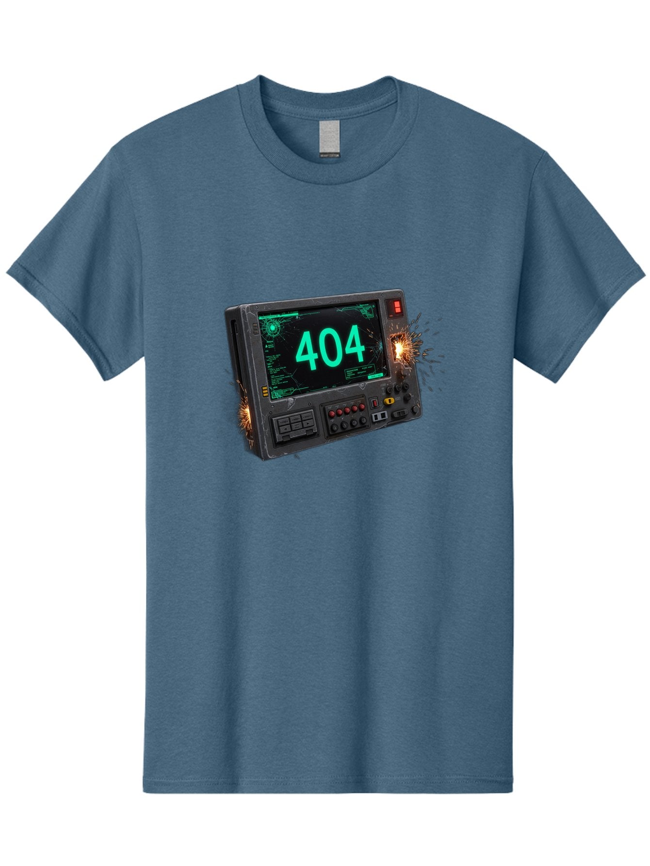 404-Error-Screen Men'S Graphic Tee, 100% Cotton, Comfortable Casual Summer Wear, Machine Washable, Error Message, 404, Computer Screen, Sparks Flying, Malfunctioning, Cyberpunk, Digital Glitches, Futuristic Technology, Error Code Baa091 6