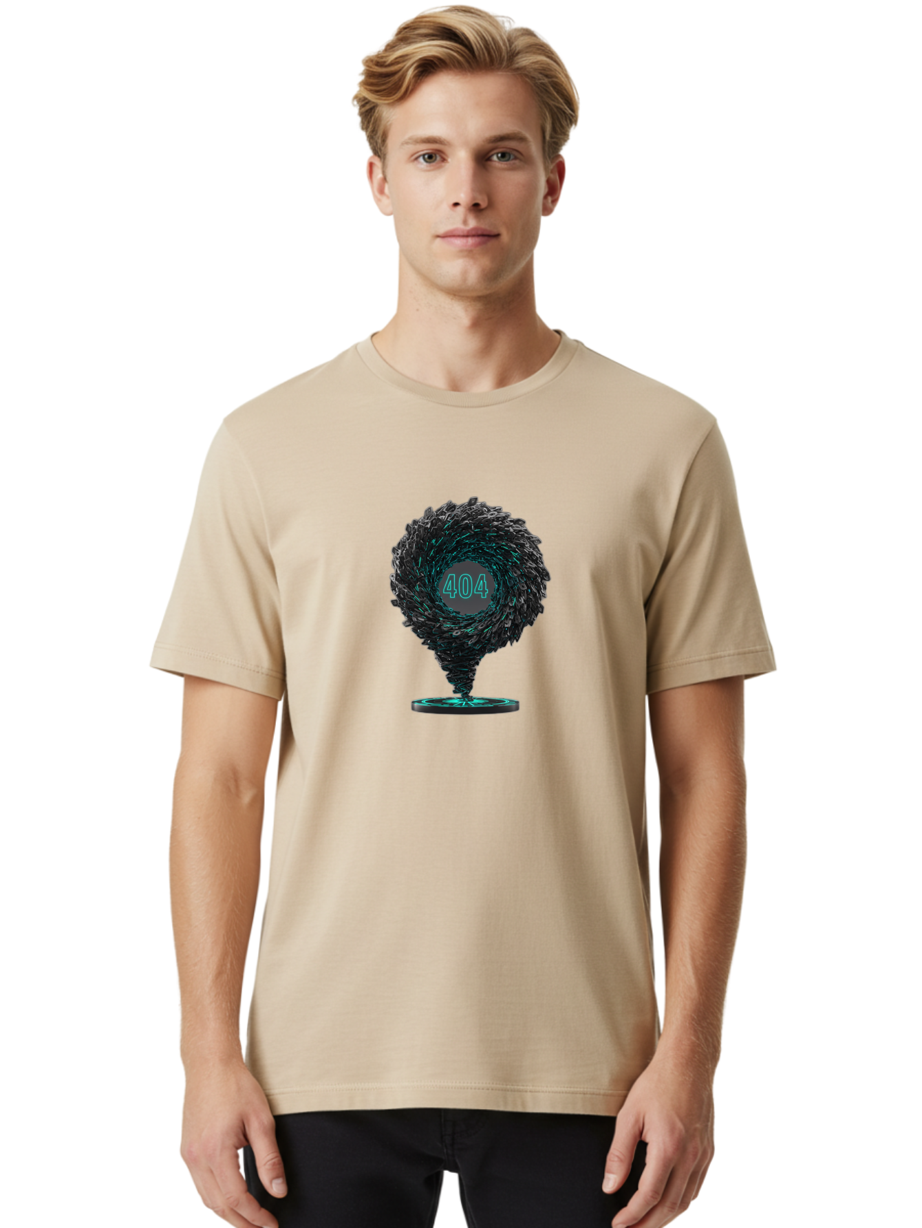 404-Error-Tornado Men'S Graphic Tee, 100% Cotton, Comfortable Casual Summer Wear, Machine Washable, Error Page, 404 Not Found, Web Design, Glitch Art, Digital Chaos, Abstract Vortex, Futuristic, Website Error Message, Page Not Found Baa092 28