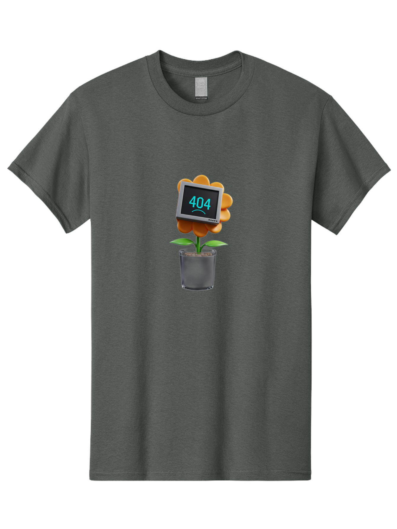 404-Flower Men'S Graphic Tee, 100% Cotton, Comfortable Casual Summer Wear, Machine Washable, Error Message, 404 Page Not Found, Orange Flower, Pot, Screen Display, Sad Face, Technology Glitch, Digital Error, Web Page Issue Baa094 29