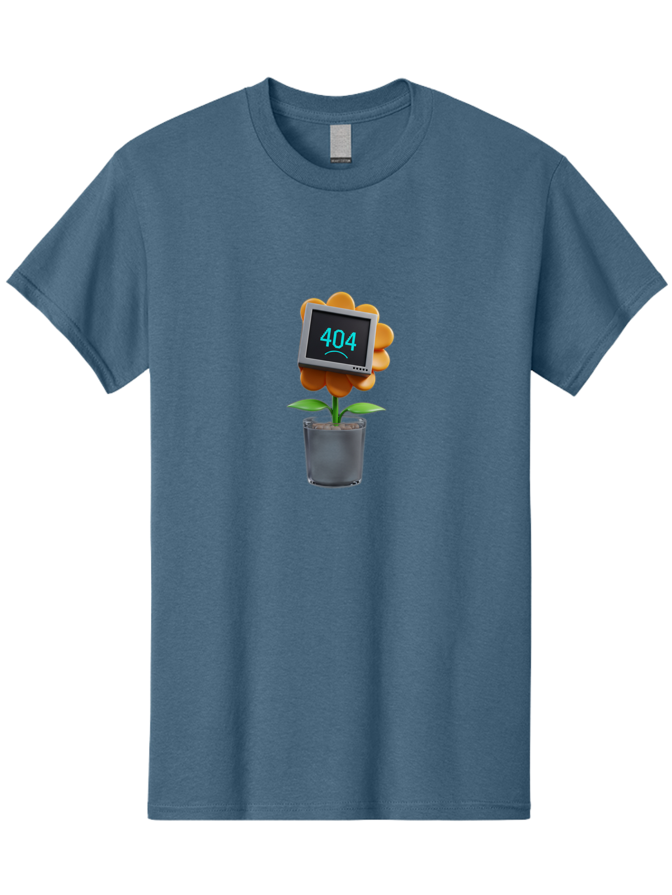 404-Flower Men'S Graphic Tee, 100% Cotton, Comfortable Casual Summer Wear, Machine Washable, Error Message, 404 Page Not Found, Orange Flower, Pot, Screen Display, Sad Face, Technology Glitch, Digital Error, Web Page Issue Baa094 27