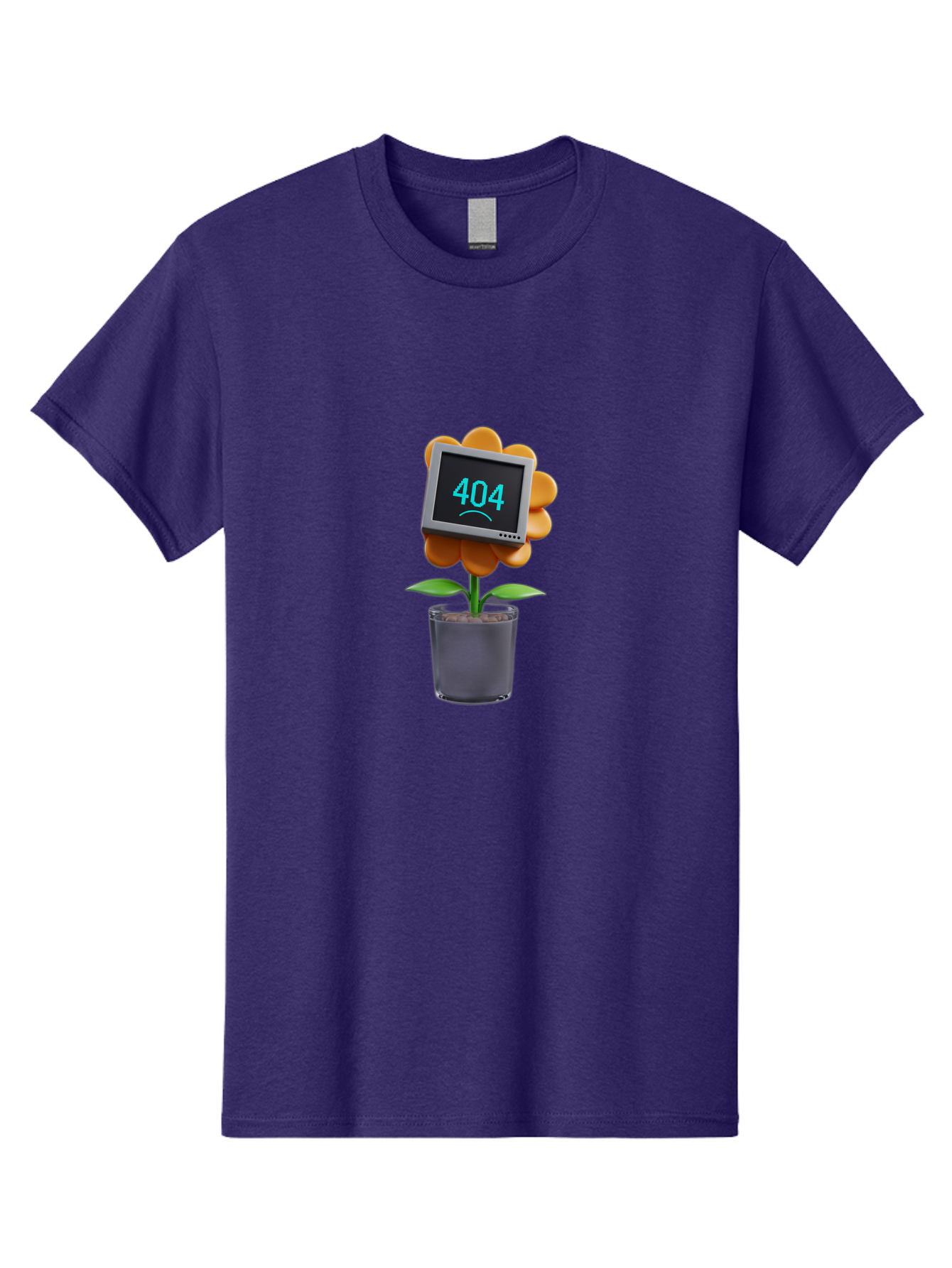 404-Flower Men'S Graphic Tee, 100% Cotton, Comfortable Casual Summer Wear, Machine Washable, Error Message, 404 Page Not Found, Orange Flower, Pot, Screen Display, Sad Face, Technology Glitch, Digital Error, Web Page Issue Baa094 5