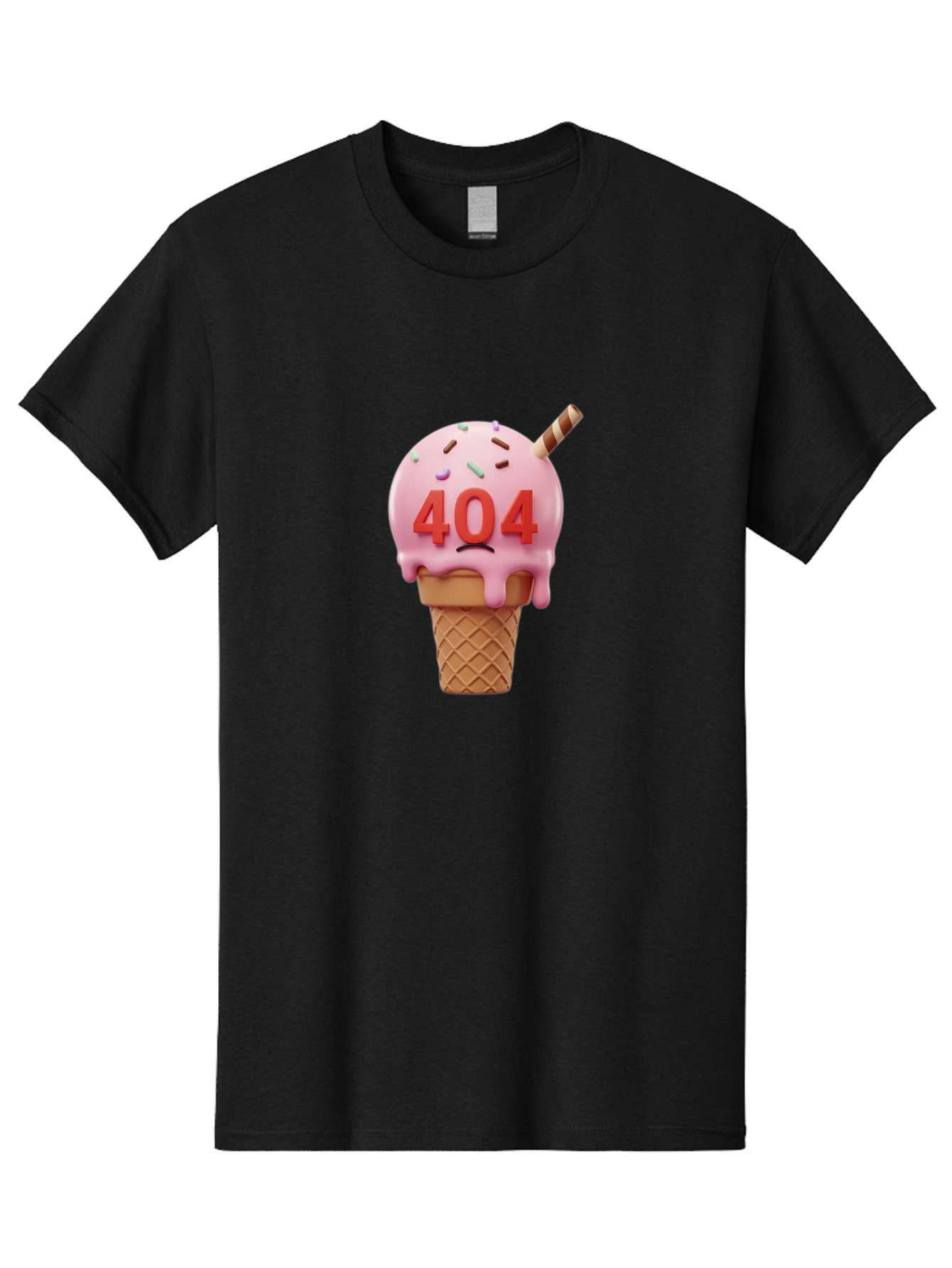 404-Ice-Cream Men'S Graphic Tee, 100% Cotton, Comfortable Casual Summer Wear, Machine Washable, Sad Ice Cream Cone, 404 Error, Pink Ice Cream, Sprinkles, Sweet Treat, Frowning Face, Melting Ice Cream, Error Message, Dessert, 404 Baa095 27