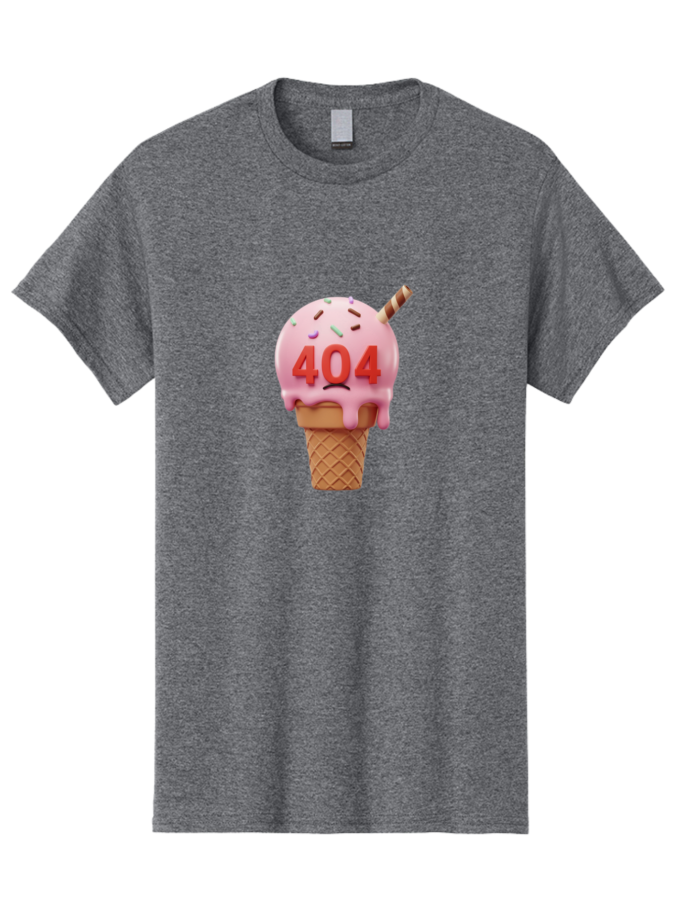 404-Ice-Cream Men'S Graphic Tee, 100% Cotton, Comfortable Casual Summer Wear, Machine Washable, Sad Ice Cream Cone, 404 Error, Pink Ice Cream, Sprinkles, Sweet Treat, Frowning Face, Melting Ice Cream, Error Message, Dessert, 404 Baa095 7