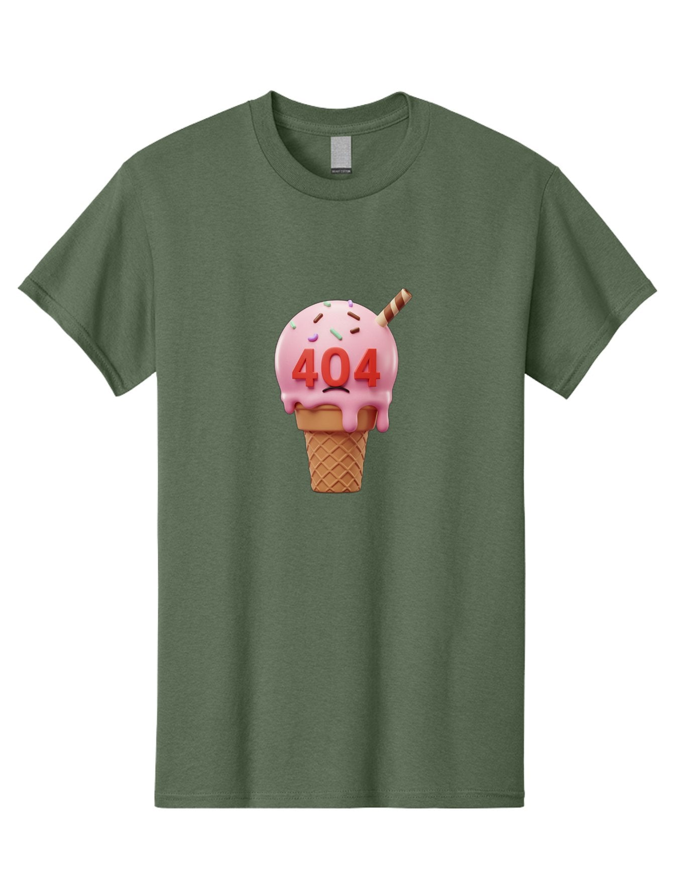 404-Ice-Cream Men'S Graphic Tee, 100% Cotton, Comfortable Casual Summer Wear, Machine Washable, Sad Ice Cream Cone, 404 Error, Pink Ice Cream, Sprinkles, Sweet Treat, Frowning Face, Melting Ice Cream, Error Message, Dessert, 404 Baa095 8