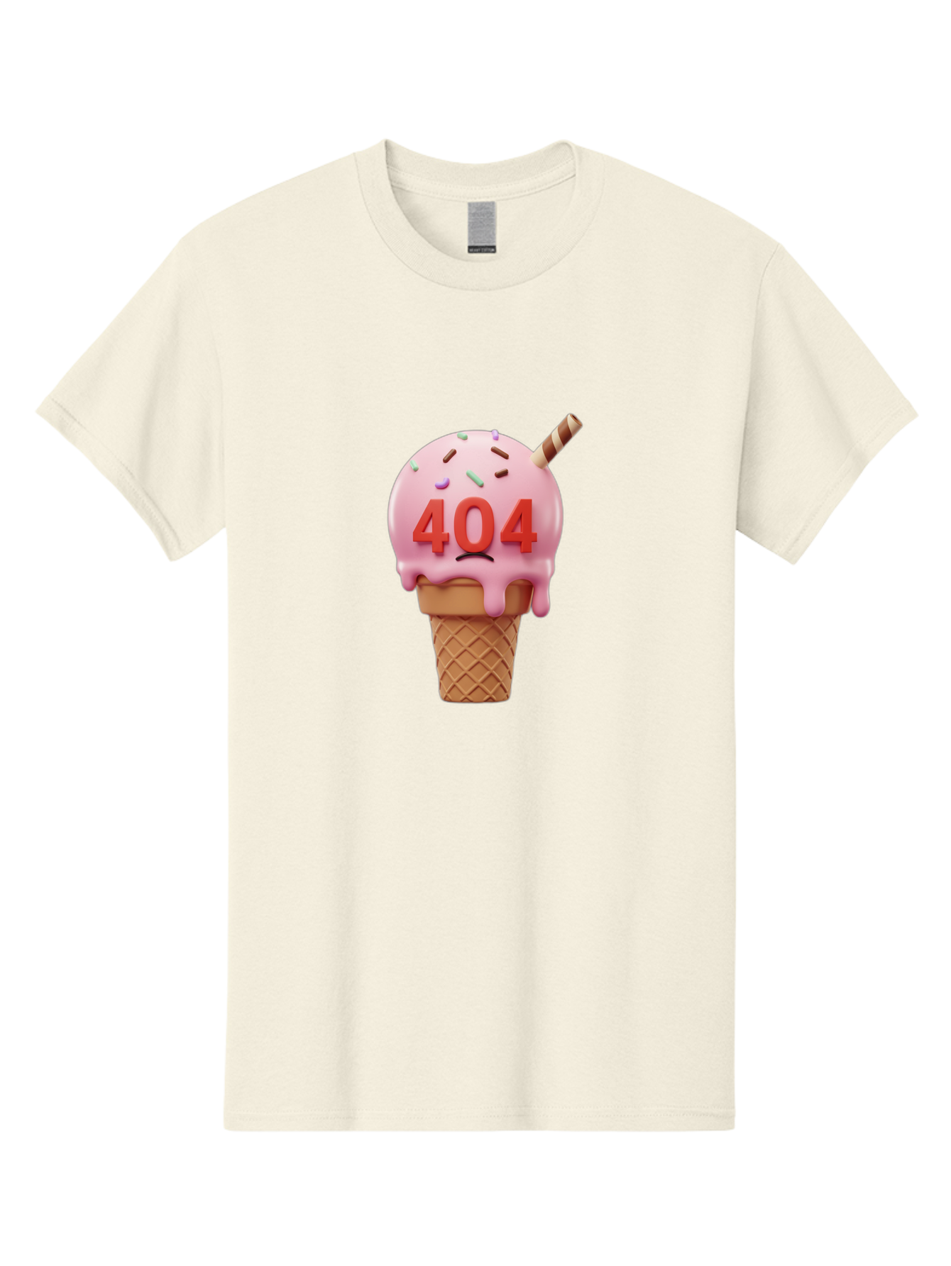 404-Ice-Cream Men'S Graphic Tee, 100% Cotton, Comfortable Casual Summer Wear, Machine Washable, Sad Ice Cream Cone, 404 Error, Pink Ice Cream, Sprinkles, Sweet Treat, Frowning Face, Melting Ice Cream, Error Message, Dessert, 404 Baa095 19