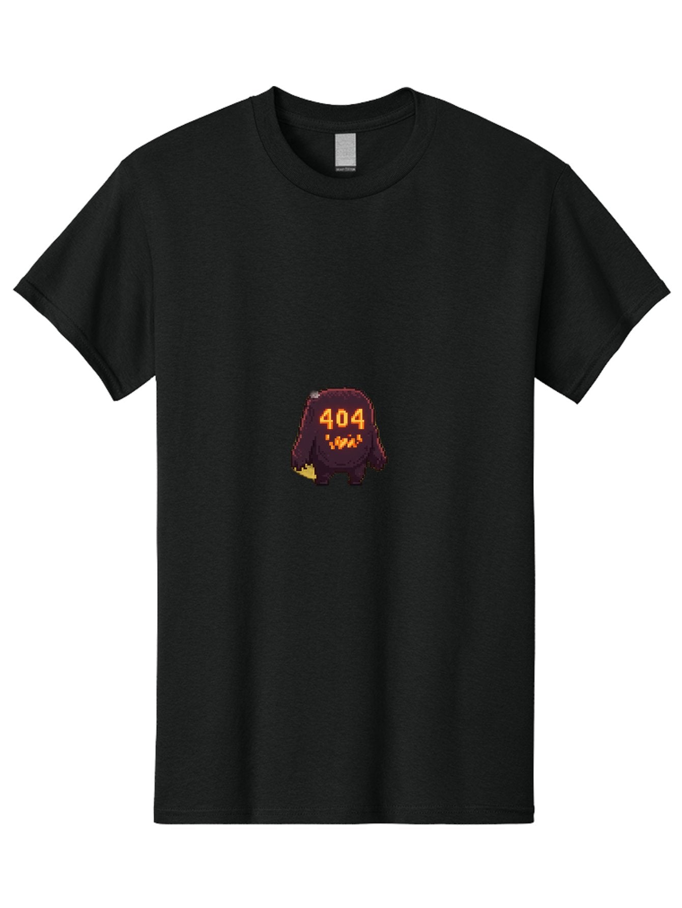404-Monster-1 Men'S Graphic Tee, 100% Cotton, Comfortable Casual Summer Wear, Machine Washable, Pixel Art Monster, Error Message, 404 Error, Broken Link, Creepy Creature, Digital Art, Halloween Theme, Orange Glow, Dark Creature Baa098 9