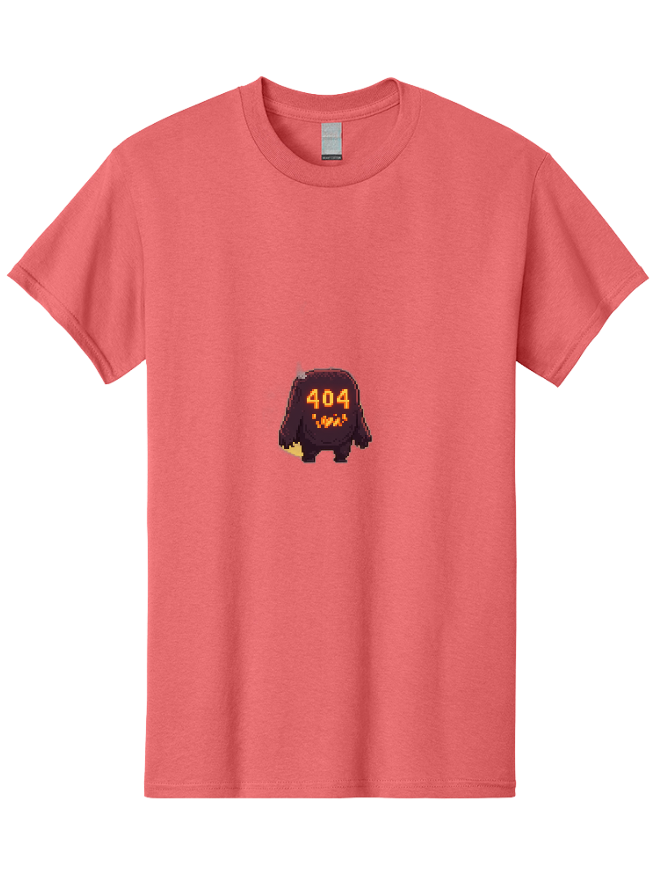 404-Monster-1 Men'S Graphic Tee, 100% Cotton, Comfortable Casual Summer Wear, Machine Washable, Pixel Art Monster, Error Message, 404 Error, Broken Link, Creepy Creature, Digital Art, Halloween Theme, Orange Glow, Dark Creature Baa098 15