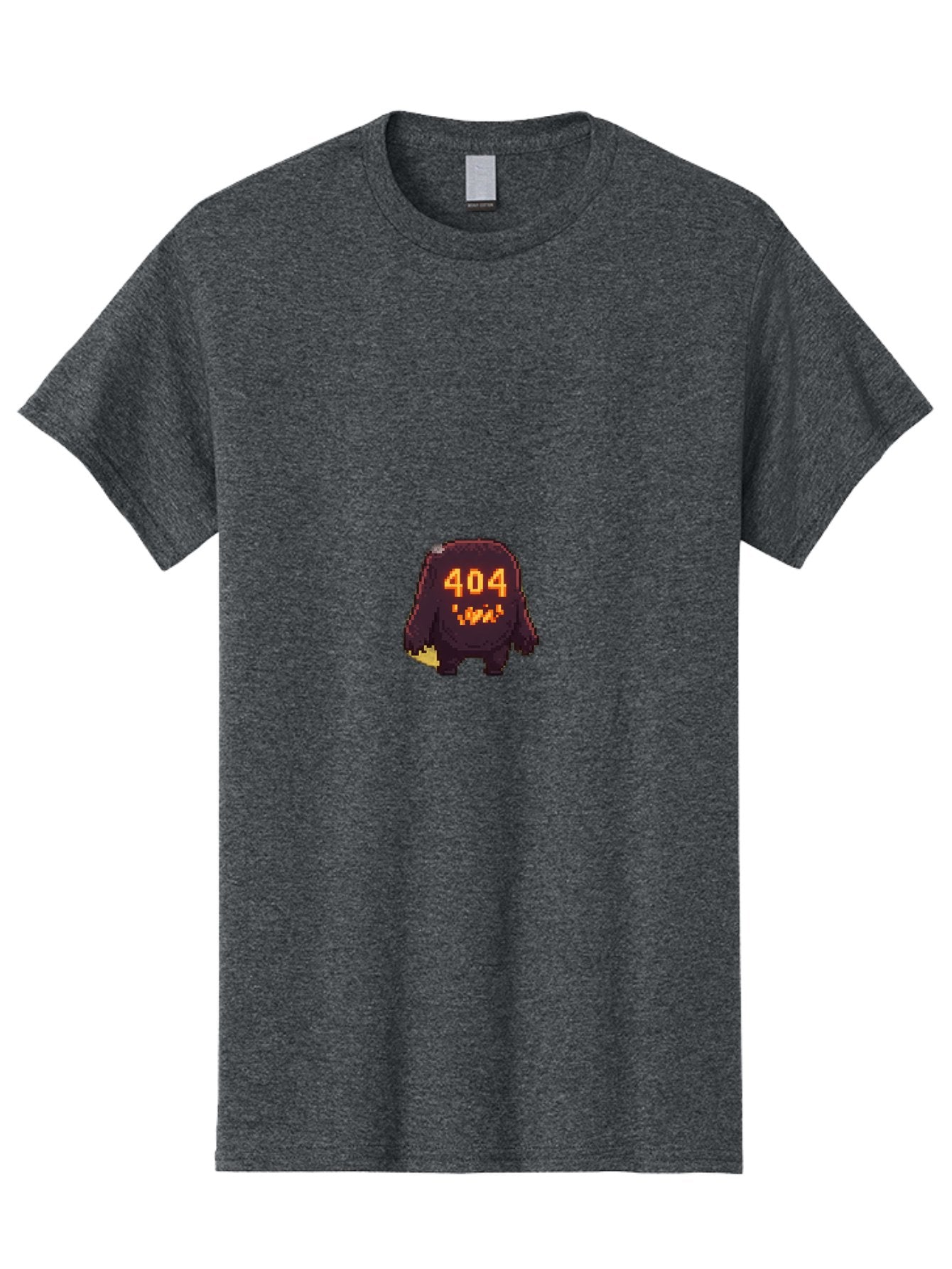 404-Monster-1 Men'S Graphic Tee, 100% Cotton, Comfortable Casual Summer Wear, Machine Washable, Pixel Art Monster, Error Message, 404 Error, Broken Link, Creepy Creature, Digital Art, Halloween Theme, Orange Glow, Dark Creature Baa098 10
