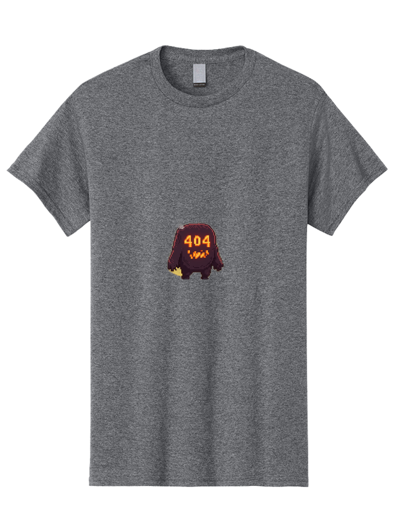 404-Monster-1 Men'S Graphic Tee, 100% Cotton, Comfortable Casual Summer Wear, Machine Washable, Pixel Art Monster, Error Message, 404 Error, Broken Link, Creepy Creature, Digital Art, Halloween Theme, Orange Glow, Dark Creature Baa098 21