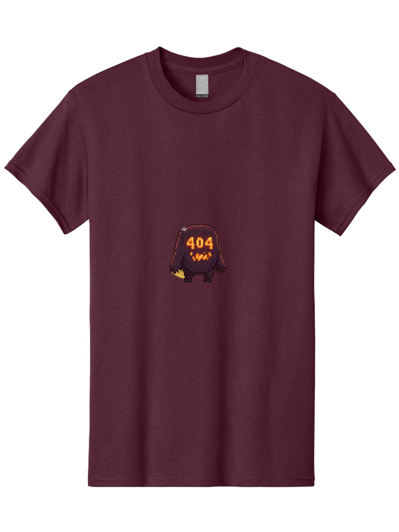 404-Monster-1 Men'S Graphic Tee, 100% Cotton, Comfortable Casual Summer Wear, Machine Washable, Pixel Art Monster, Error Message, 404 Error, Broken Link, Creepy Creature, Digital Art, Halloween Theme, Orange Glow, Dark Creature Baa098 8