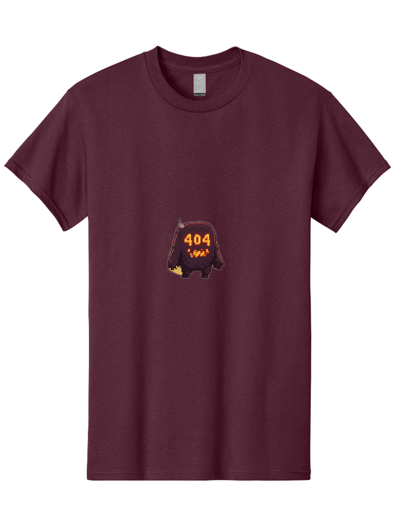 404-Monster-1 Men'S Graphic Tee, 100% Cotton, Comfortable Casual Summer Wear, Machine Washable, Pixel Art Monster, Error Message, 404 Error, Broken Link, Creepy Creature, Digital Art, Halloween Theme, Orange Glow, Dark Creature Baa098 11