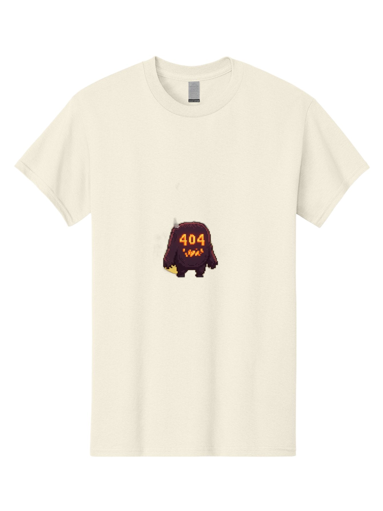 404-Monster-1 Men'S Graphic Tee, 100% Cotton, Comfortable Casual Summer Wear, Machine Washable, Pixel Art Monster, Error Message, 404 Error, Broken Link, Creepy Creature, Digital Art, Halloween Theme, Orange Glow, Dark Creature Baa098 4