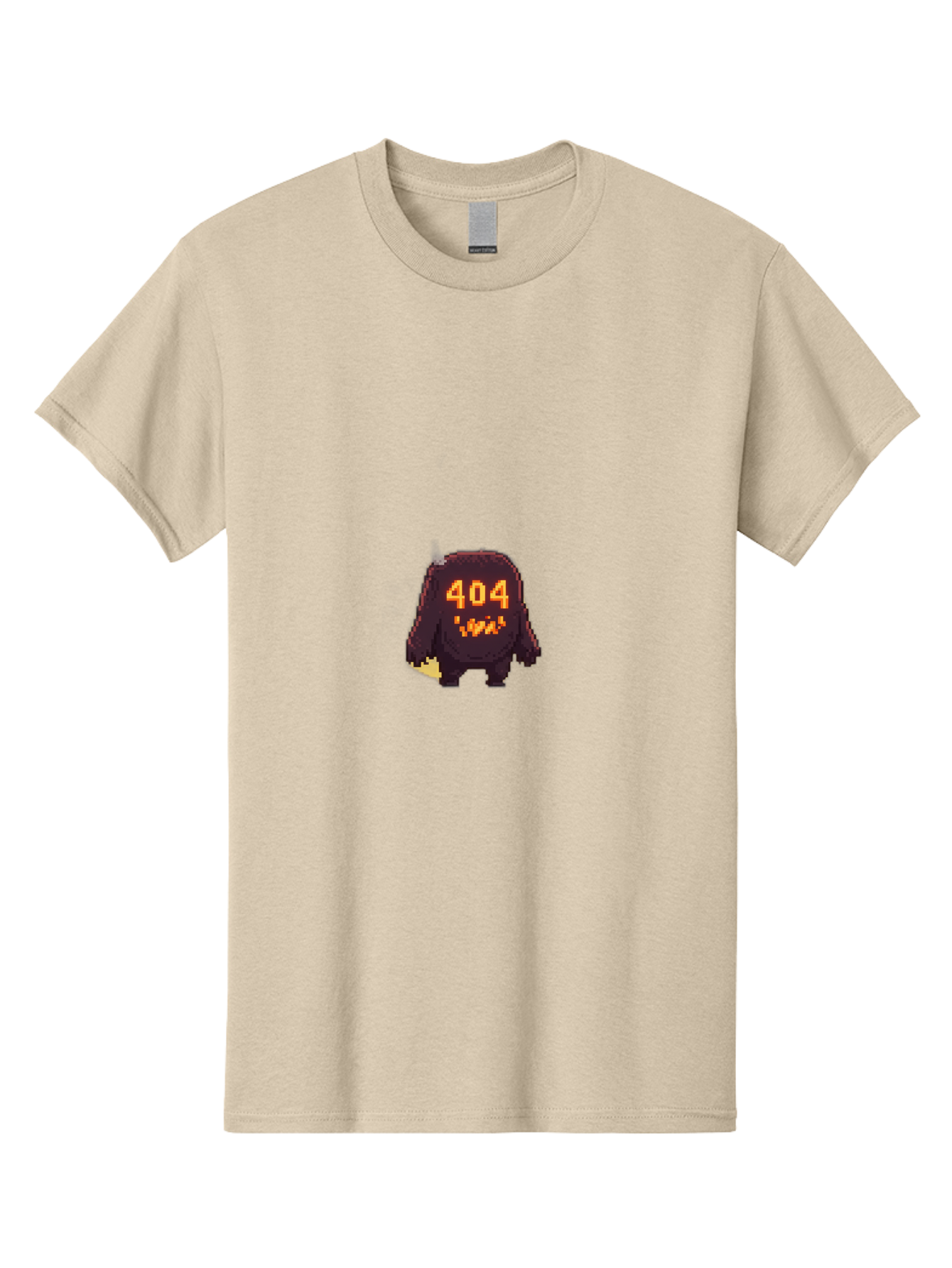 404-Monster-1 Men'S Graphic Tee, 100% Cotton, Comfortable Casual Summer Wear, Machine Washable, Pixel Art Monster, Error Message, 404 Error, Broken Link, Creepy Creature, Digital Art, Halloween Theme, Orange Glow, Dark Creature Baa098 13