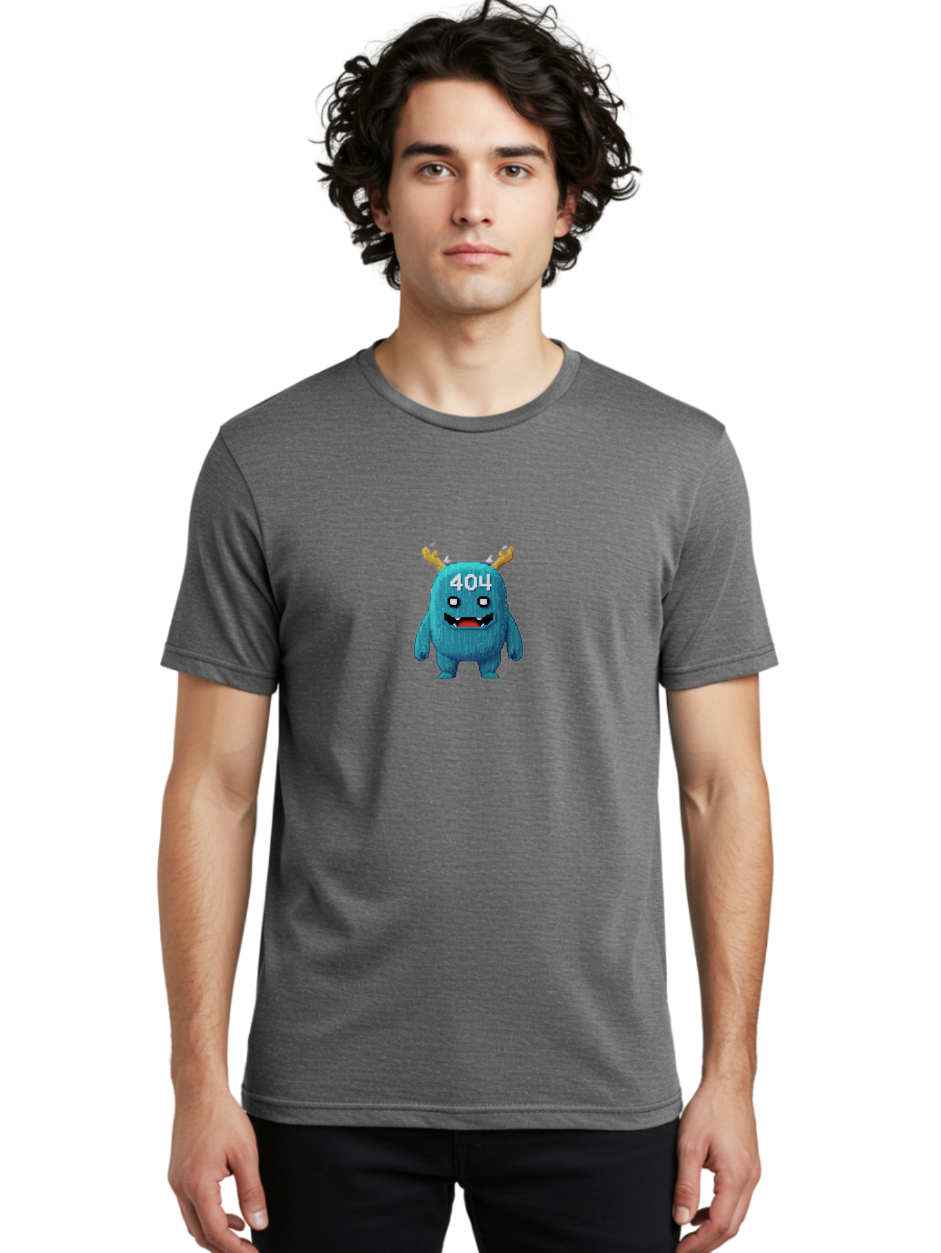 404-Monster-2 Men'S Graphic Tee, 100% Cotton, Comfortable Casual Summer Wear, Machine Washable, Cute Monster, Error Page, 404 Page, Funny Creature, Cartoon Character, Error Message, Digital Art, Web Design, Pixel Art Baa099 14
