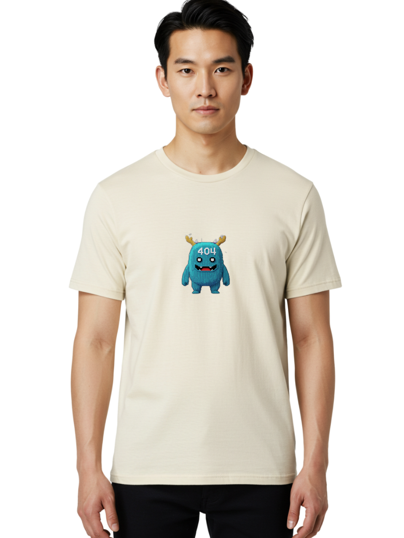 404-Monster-2 Men'S Graphic Tee, 100% Cotton, Comfortable Casual Summer Wear, Machine Washable, Cute Monster, Error Page, 404 Page, Funny Creature, Cartoon Character, Error Message, Digital Art, Web Design, Pixel Art Baa099 30