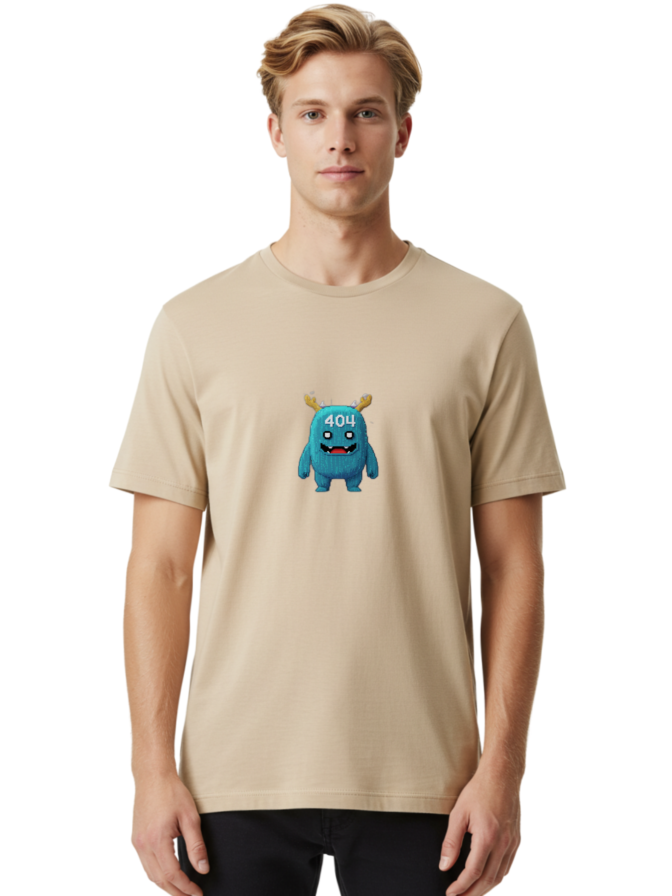 404-Monster-2 Men'S Graphic Tee, 100% Cotton, Comfortable Casual Summer Wear, Machine Washable, Cute Monster, Error Page, 404 Page, Funny Creature, Cartoon Character, Error Message, Digital Art, Web Design, Pixel Art Baa099 26