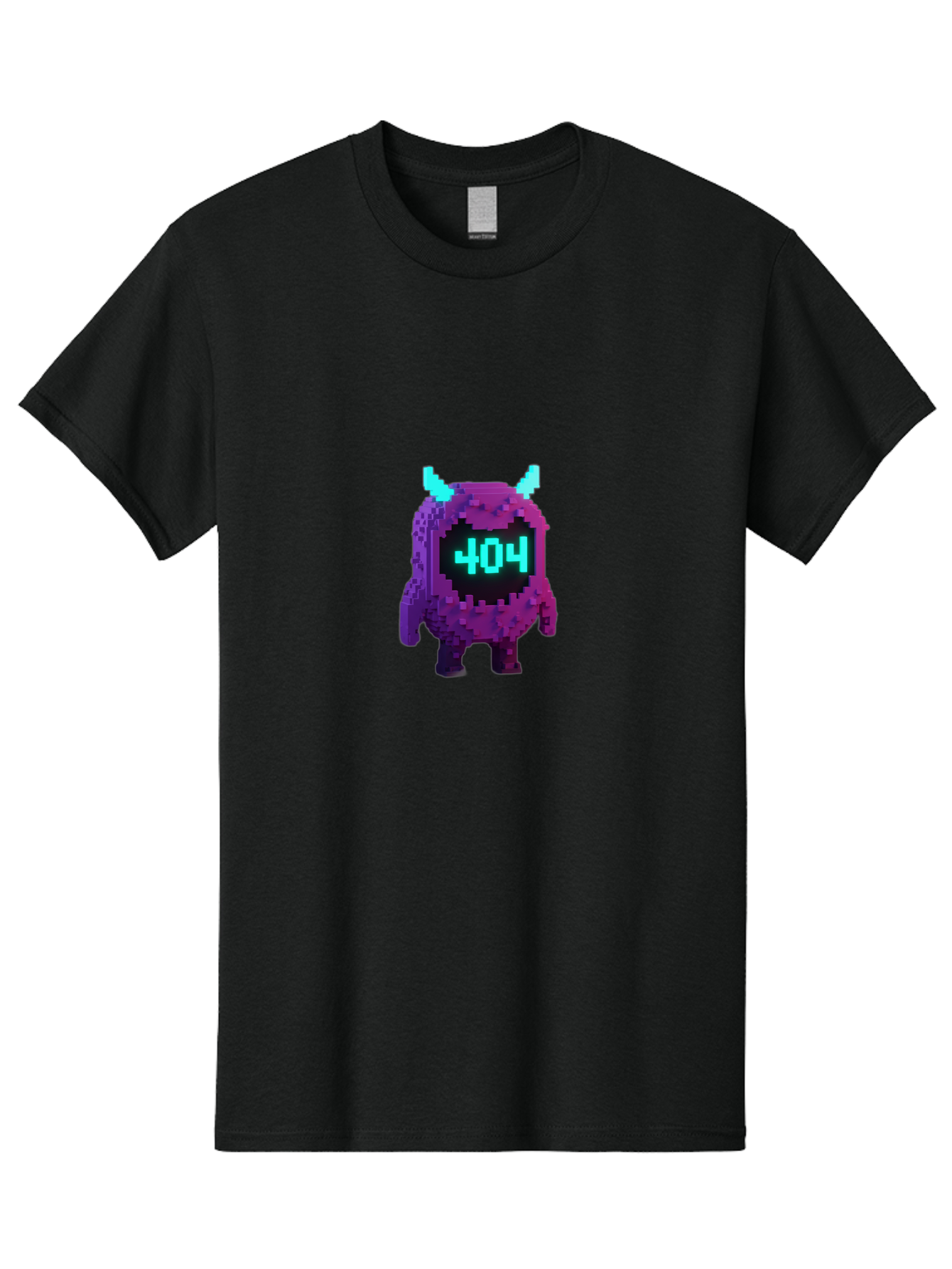 404-Monster-3 Men'S Graphic Tee, 100% Cotton, Comfortable Casual Summer Wear, Machine Washable, Pixel Art Monster, 404 Error, Digital Creature, Purple Monster, Blue Horns, Error Page, Glitchy Graphics, 8-Bit Style, Retro Gaming Baa100