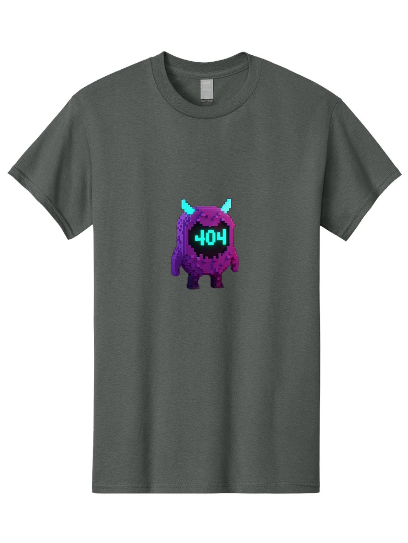 404-Monster-3 Men'S Graphic Tee, 100% Cotton, Comfortable Casual Summer Wear, Machine Washable, Pixel Art Monster, 404 Error, Digital Creature, Purple Monster, Blue Horns, Error Page, Glitchy Graphics, 8-Bit Style, Retro Gaming Baa100