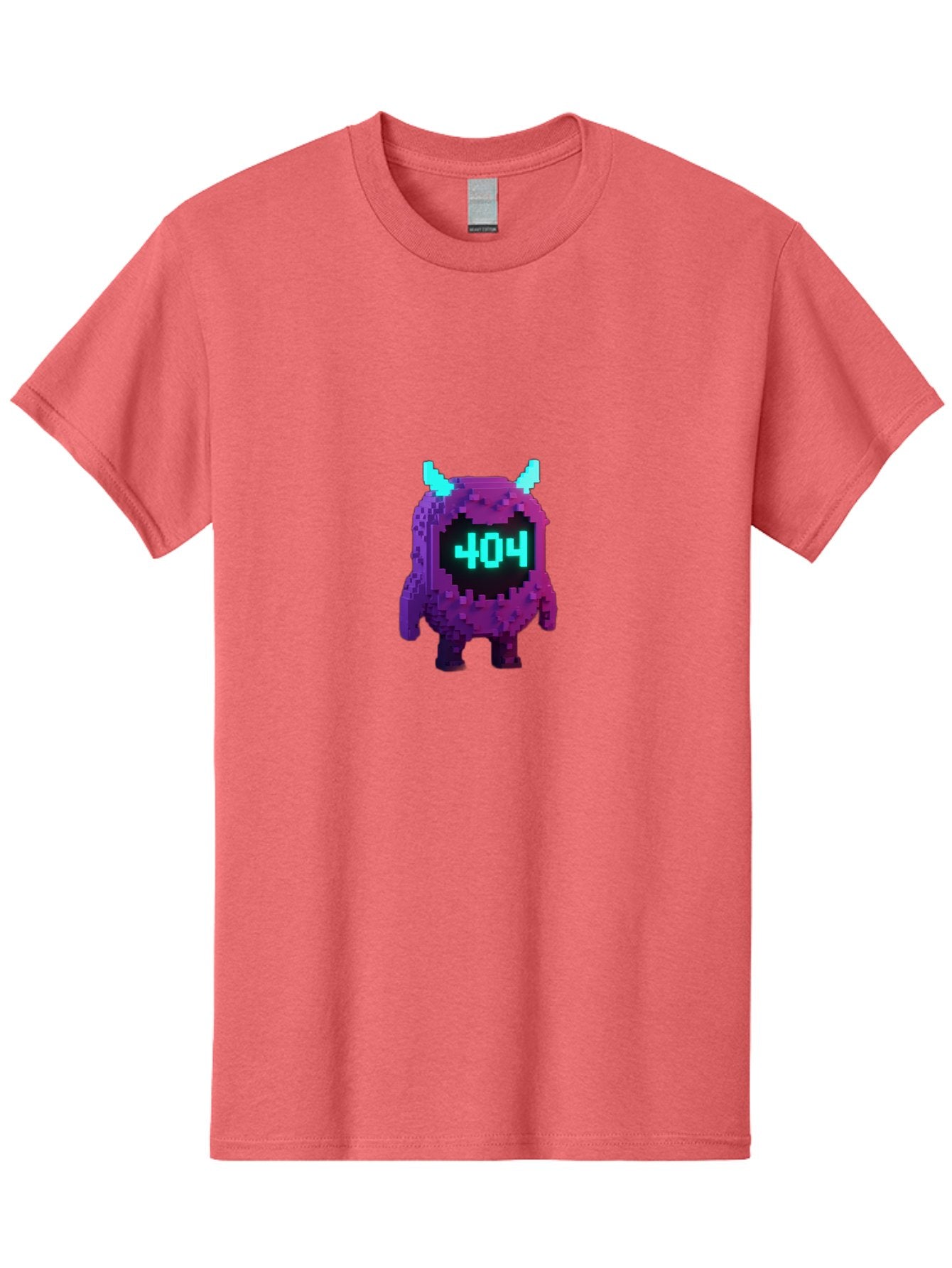 404-Monster-3 Men'S Graphic Tee, 100% Cotton, Comfortable Casual Summer Wear, Machine Washable, Pixel Art Monster, 404 Error, Digital Creature, Purple Monster, Blue Horns, Error Page, Glitchy Graphics, 8-Bit Style, Retro Gaming Baa100 10
