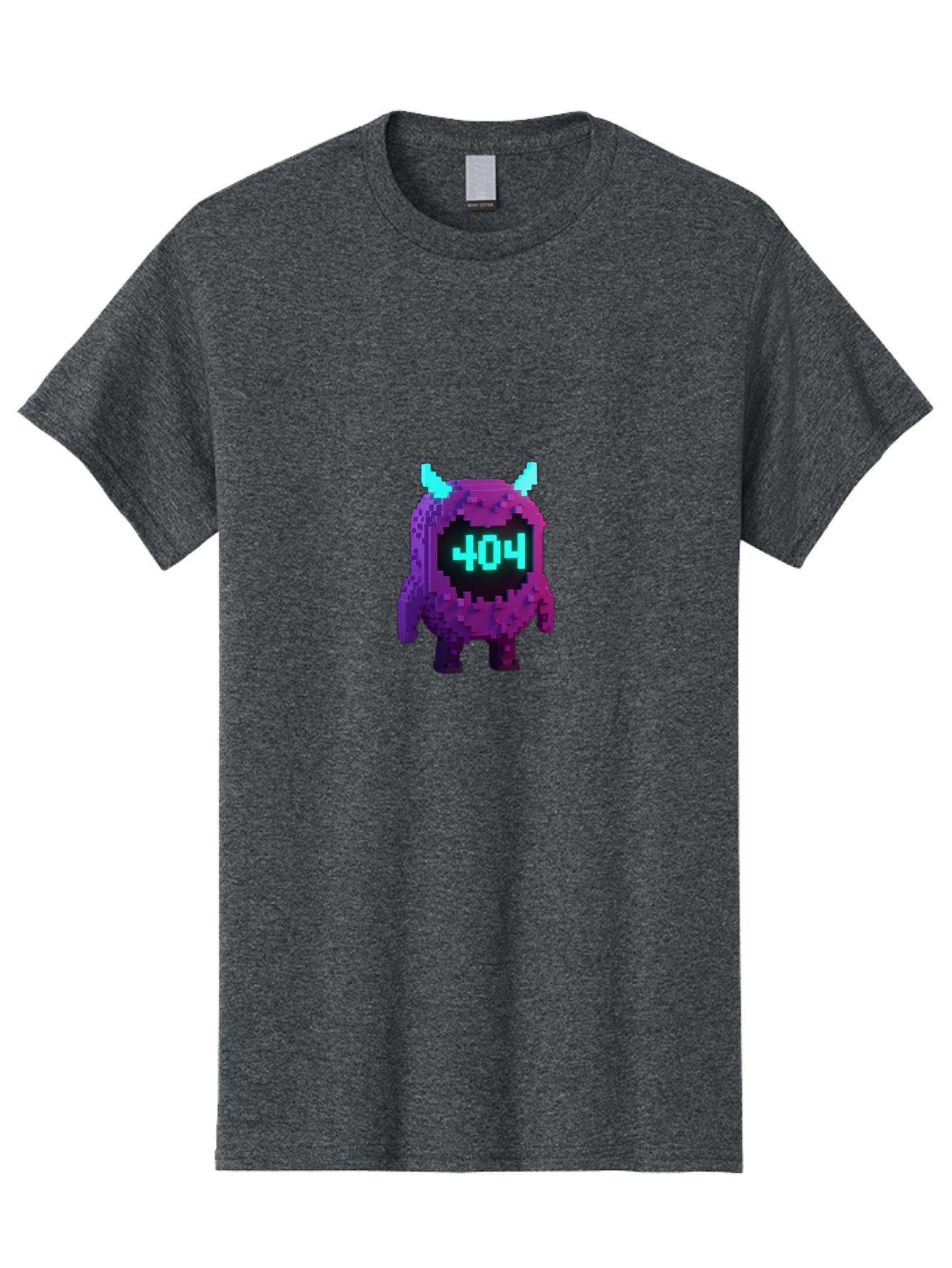 404-Monster-3 Men'S Graphic Tee, 100% Cotton, Comfortable Casual Summer Wear, Machine Washable, Pixel Art Monster, 404 Error, Digital Creature, Purple Monster, Blue Horns, Error Page, Glitchy Graphics, 8-Bit Style, Retro Gaming Baa100 13