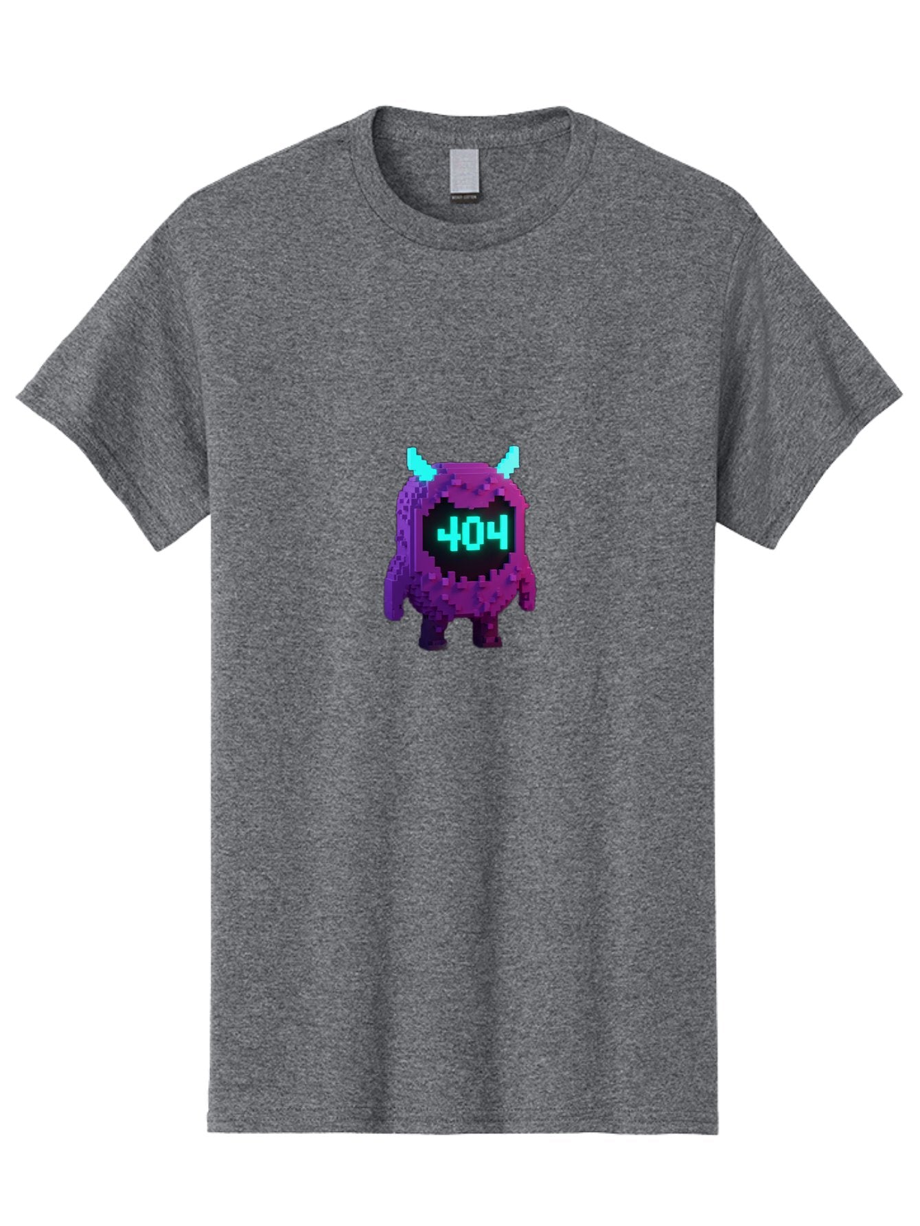 404-Monster-3 Men'S Graphic Tee, 100% Cotton, Comfortable Casual Summer Wear, Machine Washable, Pixel Art Monster, 404 Error, Digital Creature, Purple Monster, Blue Horns, Error Page, Glitchy Graphics, 8-Bit Style, Retro Gaming Baa100 6