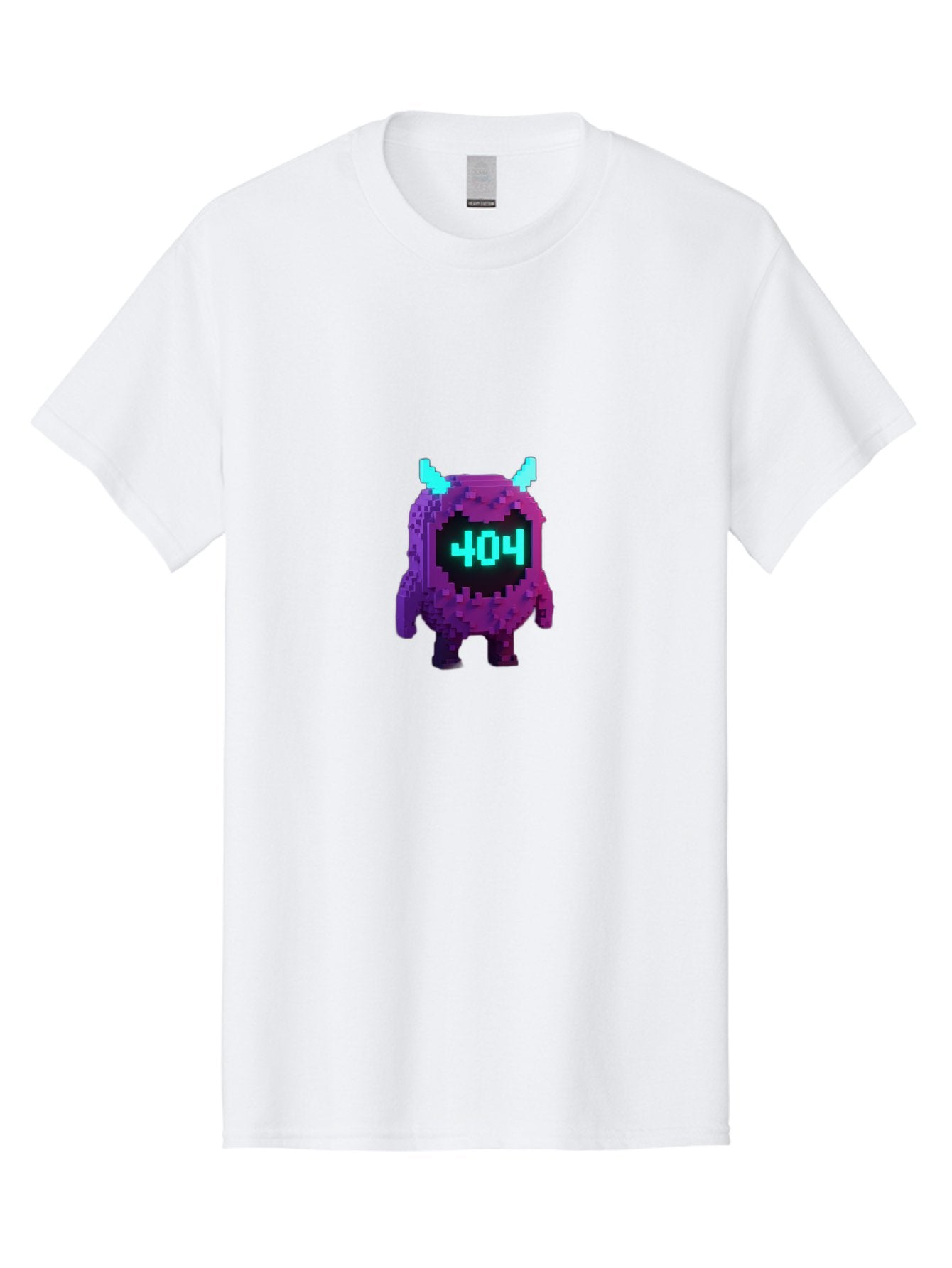 404-Monster-3 Men'S Graphic Tee, 100% Cotton, Comfortable Casual Summer Wear, Machine Washable, Pixel Art Monster, 404 Error, Digital Creature, Purple Monster, Blue Horns, Error Page, Glitchy Graphics, 8-Bit Style, Retro Gaming Baa100 7