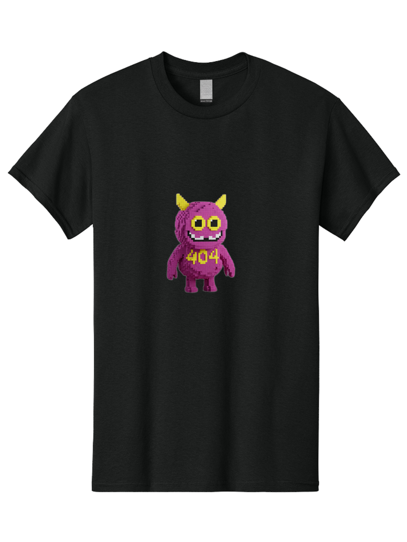 404-Monster-4 Men'S Graphic Tee, 100% Cotton, Comfortable Casual Summer Wear, Machine Washable, Pixel Art Monster, Purple Creature, Yellow Horns, 404 Error, Cartoon Character, Funny Design, Web Error Icon, Cute Pixel Monster, Digital Art, Baa101 29