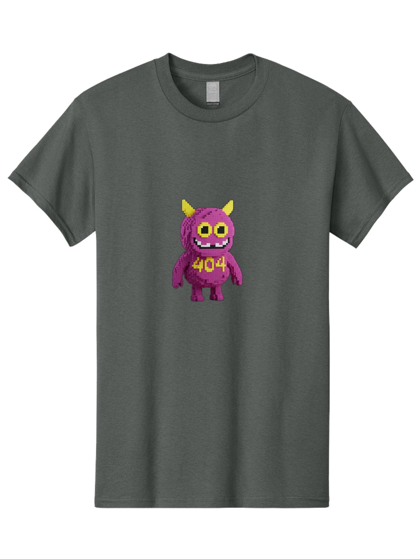404-Monster-4 Men'S Graphic Tee, 100% Cotton, Comfortable Casual Summer Wear, Machine Washable, Pixel Art Monster, Purple Creature, Yellow Horns, 404 Error, Cartoon Character, Funny Design, Web Error Icon, Cute Pixel Monster, Digital Art, Baa101 9