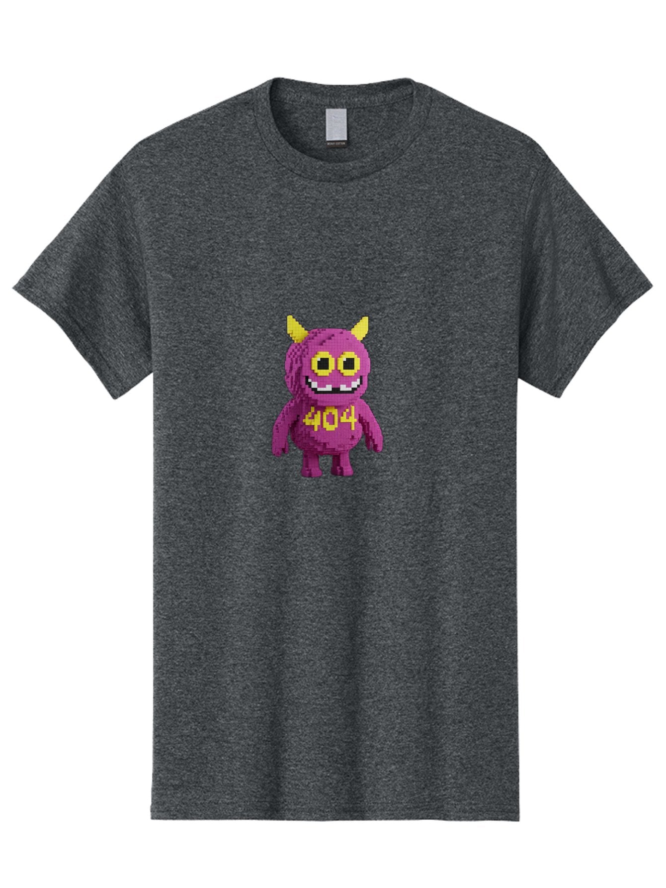 404-Monster-4 Men'S Graphic Tee, 100% Cotton, Comfortable Casual Summer Wear, Machine Washable, Pixel Art Monster, Purple Creature, Yellow Horns, 404 Error, Cartoon Character, Funny Design, Web Error Icon, Cute Pixel Monster, Digital Art, Baa101 12