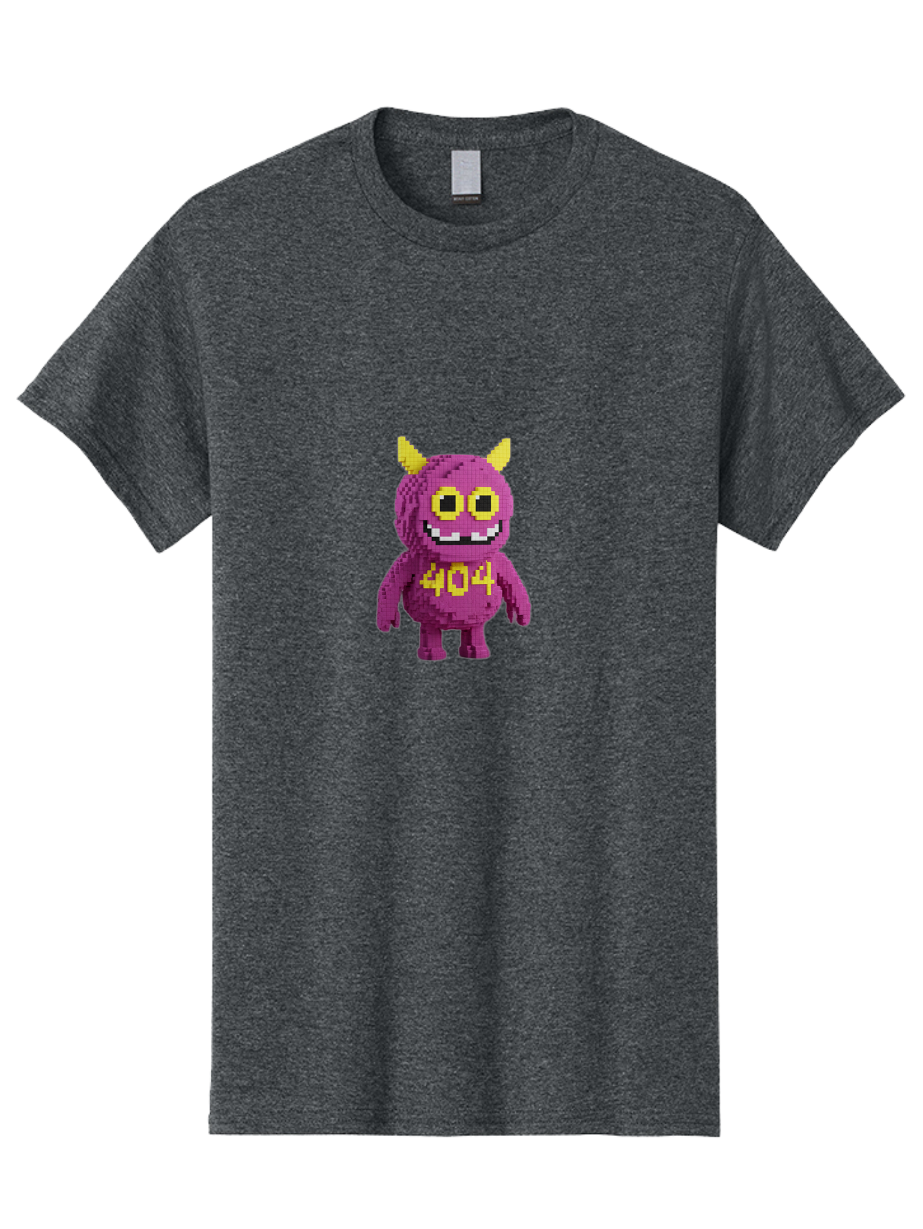 404-Monster-4 Men'S Graphic Tee, 100% Cotton, Comfortable Casual Summer Wear, Machine Washable, Pixel Art Monster, Purple Creature, Yellow Horns, 404 Error, Cartoon Character, Funny Design, Web Error Icon, Cute Pixel Monster, Digital Art, Baa101 5