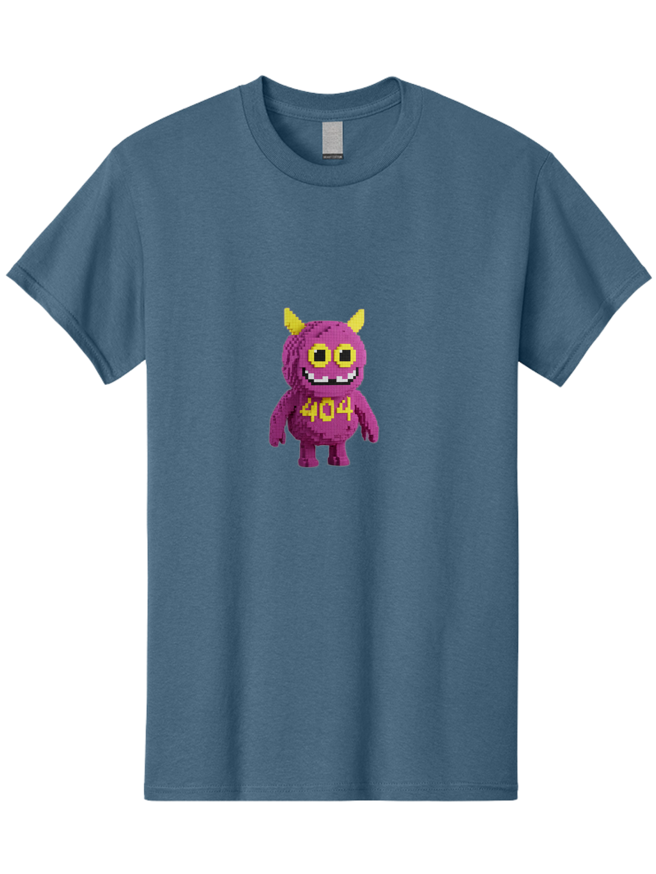 404-Monster-4 Men'S Graphic Tee, 100% Cotton, Comfortable Casual Summer Wear, Machine Washable, Pixel Art Monster, Purple Creature, Yellow Horns, 404 Error, Cartoon Character, Funny Design, Web Error Icon, Cute Pixel Monster, Digital Art, Baa101 21