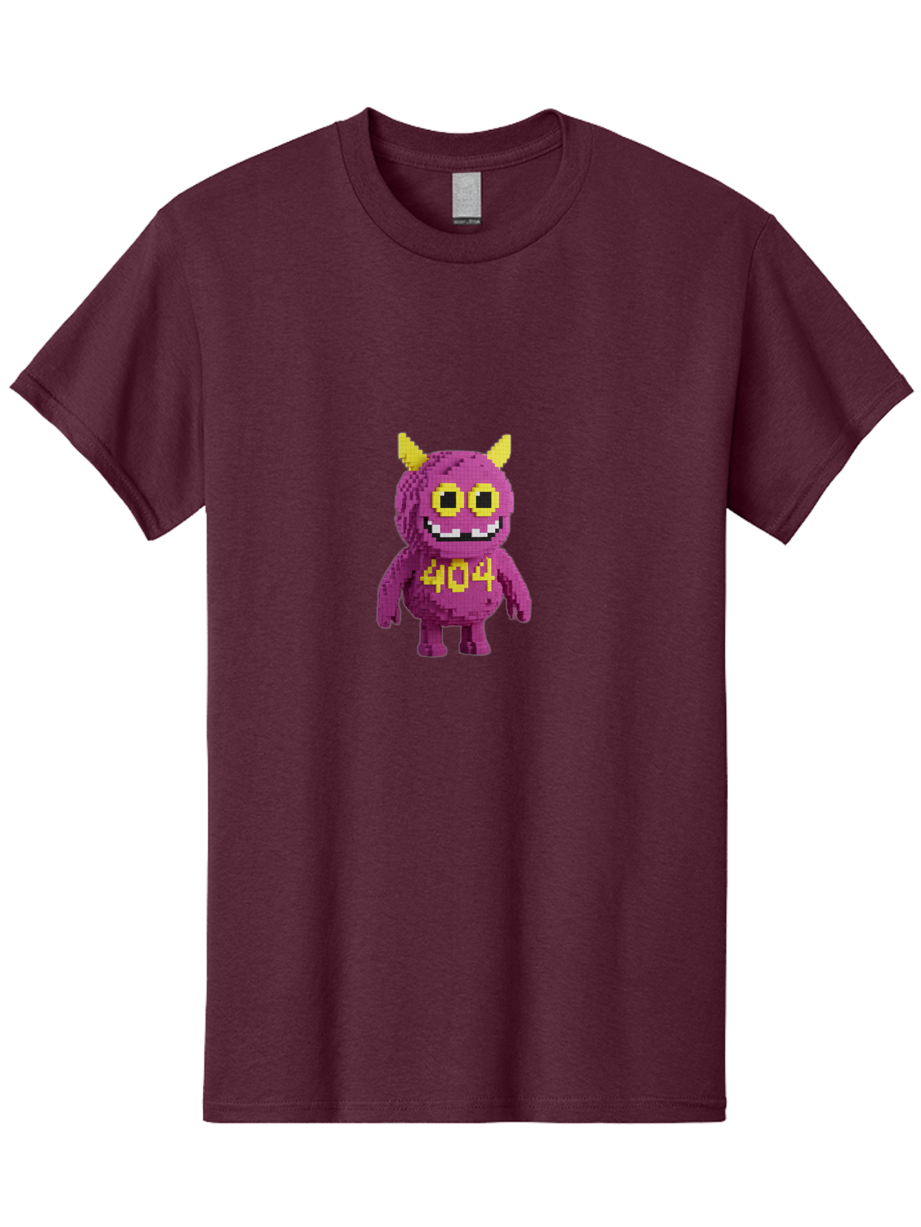 404-Monster-4 Men'S Graphic Tee, 100% Cotton, Comfortable Casual Summer Wear, Machine Washable, Pixel Art Monster, Purple Creature, Yellow Horns, 404 Error, Cartoon Character, Funny Design, Web Error Icon, Cute Pixel Monster, Digital Art, Baa101 11