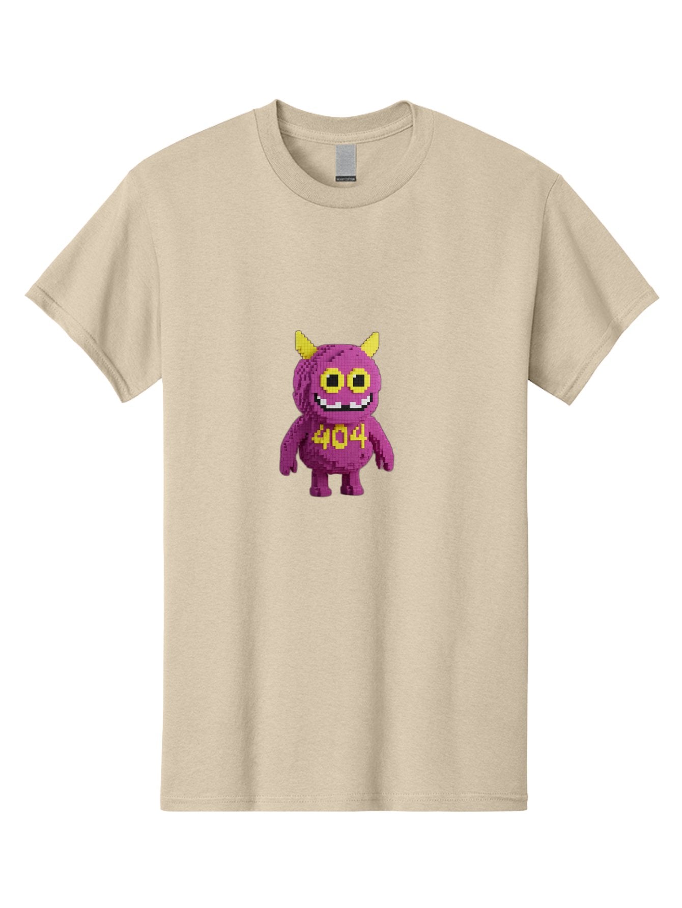 404-Monster-4 Men'S Graphic Tee, 100% Cotton, Comfortable Casual Summer Wear, Machine Washable, Pixel Art Monster, Purple Creature, Yellow Horns, 404 Error, Cartoon Character, Funny Design, Web Error Icon, Cute Pixel Monster, Digital Art, Baa101 6