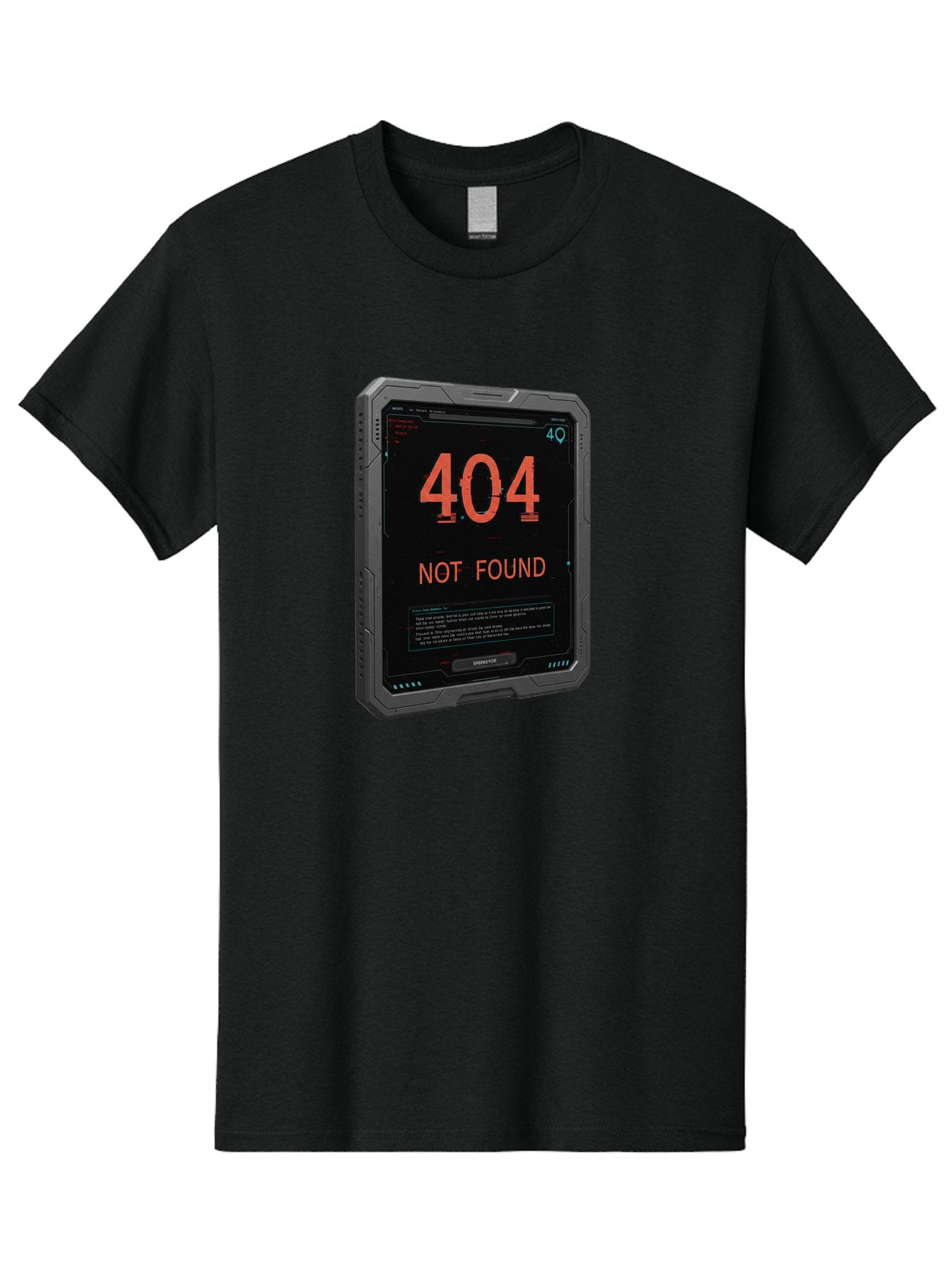 404-Not-Found Men'S Graphic Tee, 100% Cotton, Comfortable Casual Summer Wear, Machine Washable, 404 Error, Not Found Message, Futuristic Device, Error Screen, Cyberpunk Theme, Orange Text, Black Device, Tech Glitch, Sci-Fi Interface, Baa103 9