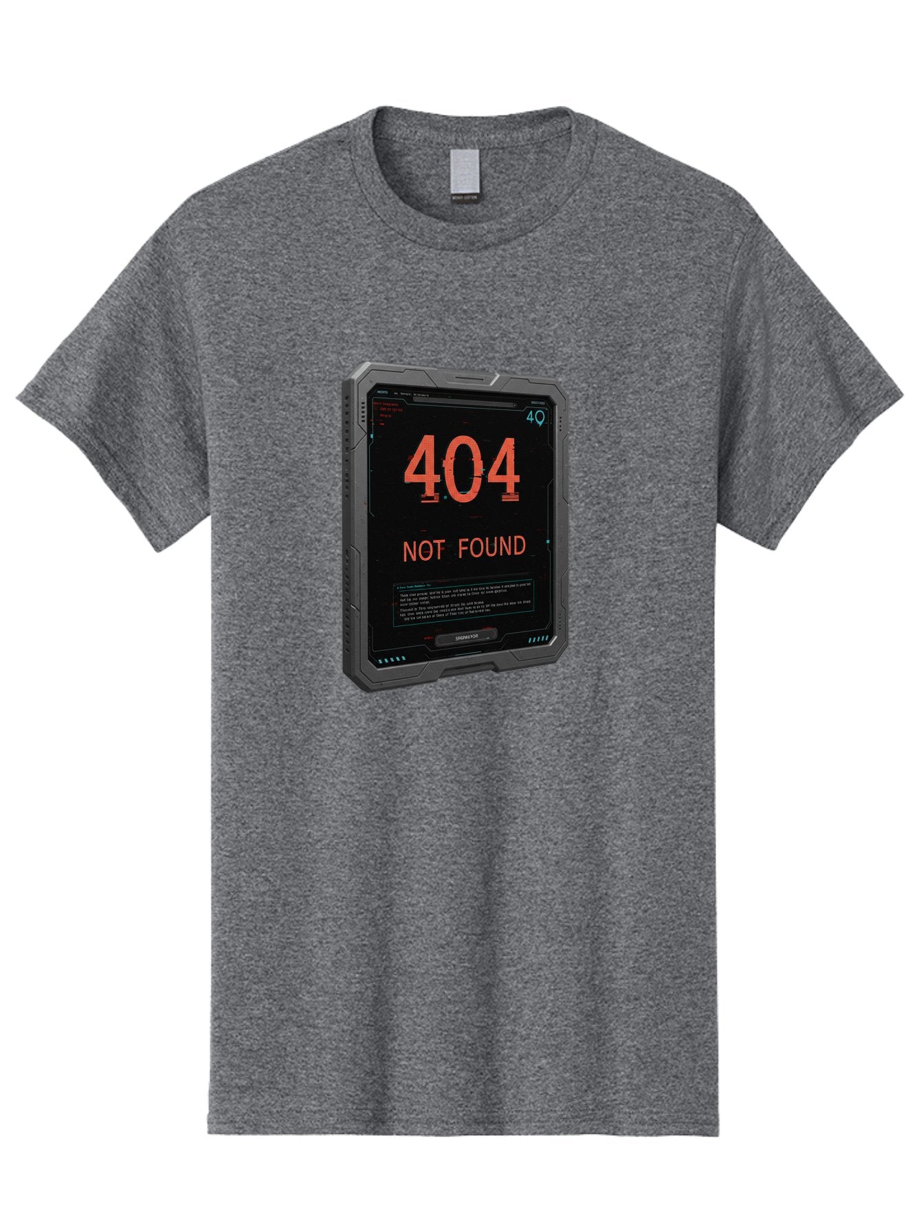 404-Not-Found Men'S Graphic Tee, 100% Cotton, Comfortable Casual Summer Wear, Machine Washable, 404 Error, Not Found Message, Futuristic Device, Error Screen, Cyberpunk Theme, Orange Text, Black Device, Tech Glitch, Sci-Fi Interface, Baa103 15