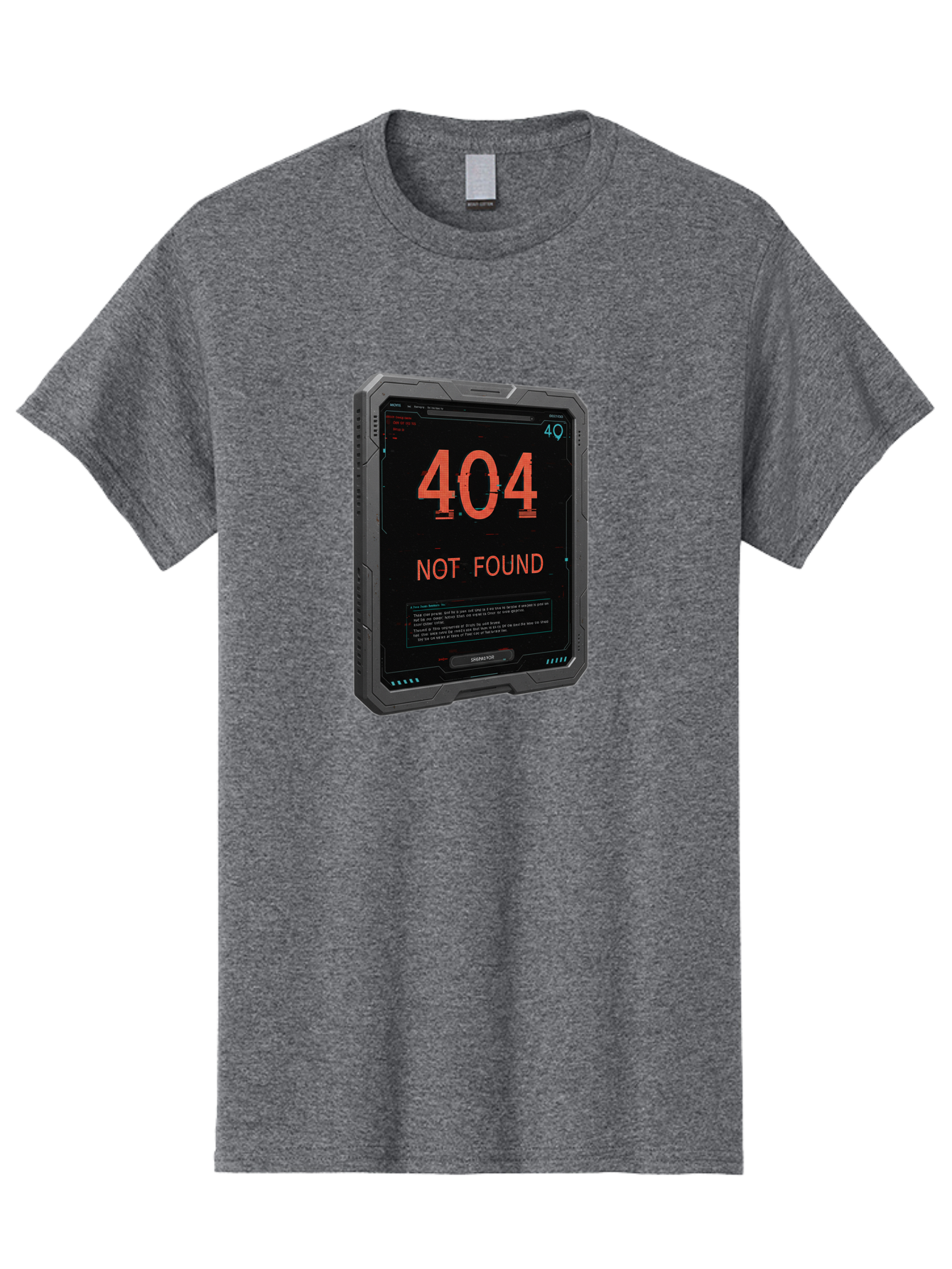 404-Not-Found Men'S Graphic Tee, 100% Cotton, Comfortable Casual Summer Wear, Machine Washable, 404 Error, Not Found Message, Futuristic Device, Error Screen, Cyberpunk Theme, Orange Text, Black Device, Tech Glitch, Sci-Fi Interface, Baa103