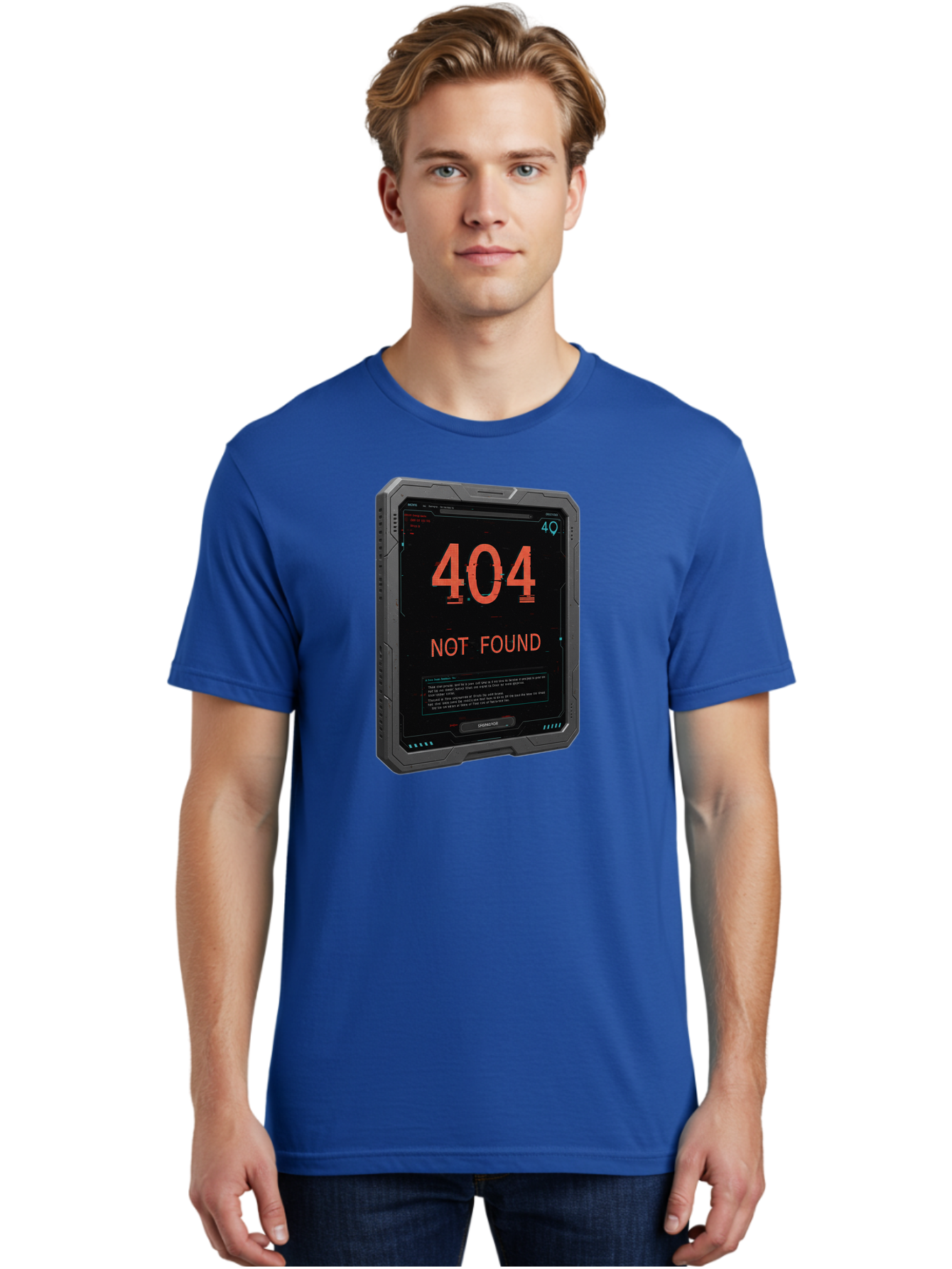 404-Not-Found Men'S Graphic Tee, 100% Cotton, Comfortable Casual Summer Wear, Machine Washable, 404 Error, Not Found Message, Futuristic Device, Error Screen, Cyberpunk Theme, Orange Text, Black Device, Tech Glitch, Sci-Fi Interface, Baa103 20