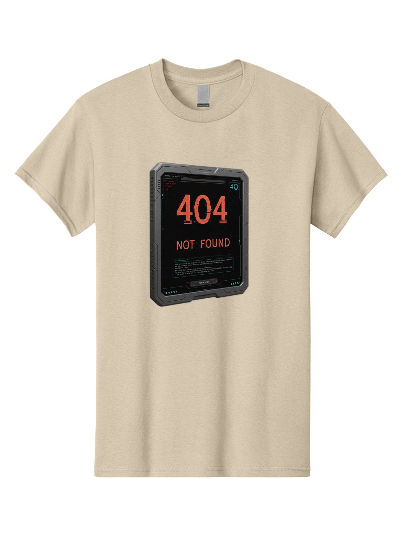404-Not-Found Men'S Graphic Tee, 100% Cotton, Comfortable Casual Summer Wear, Machine Washable, 404 Error, Not Found Message, Futuristic Device, Error Screen, Cyberpunk Theme, Orange Text, Black Device, Tech Glitch, Sci-Fi Interface, Baa103 11